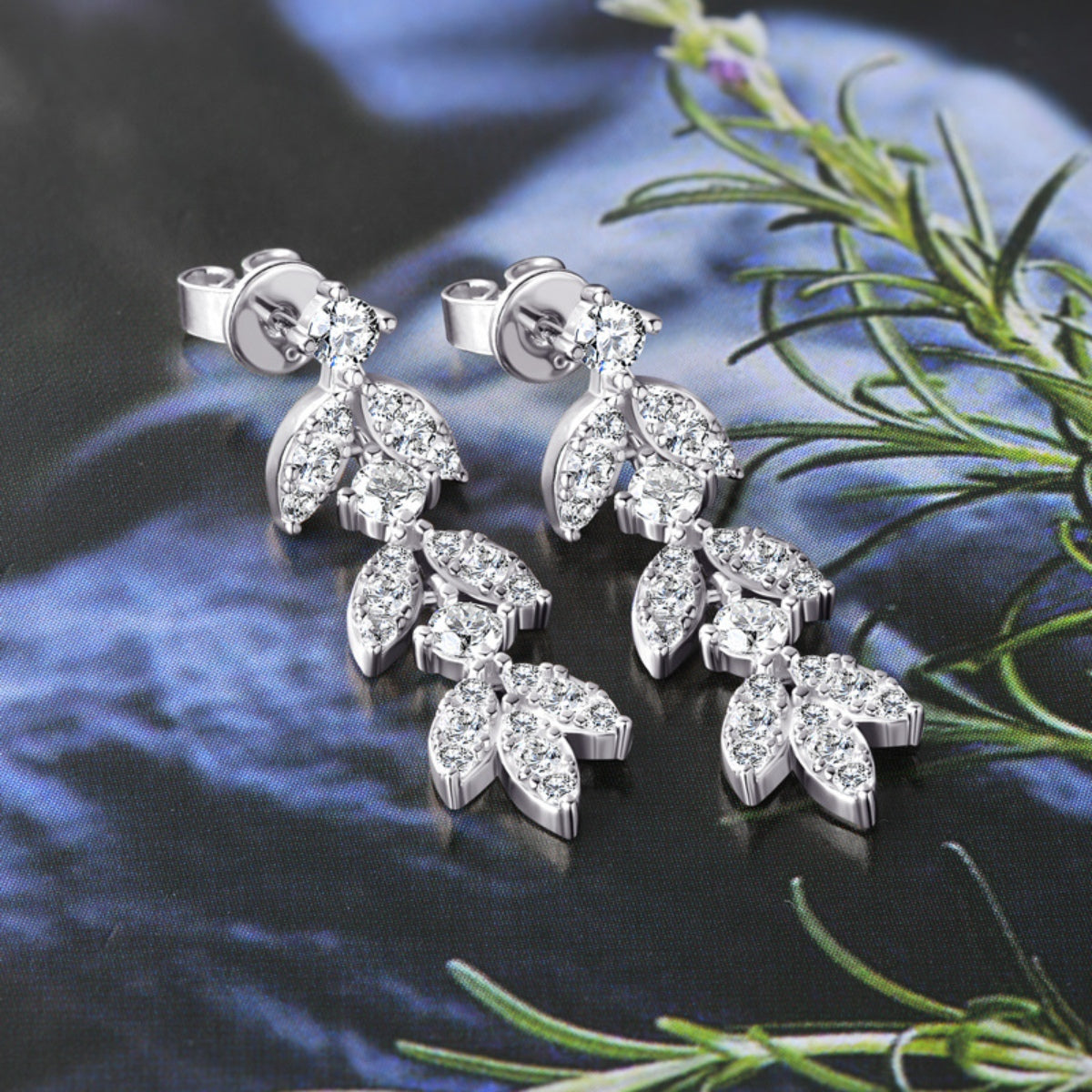 925 Sterling Silver Moissanite Leaf Earrings - Charming Charlie
