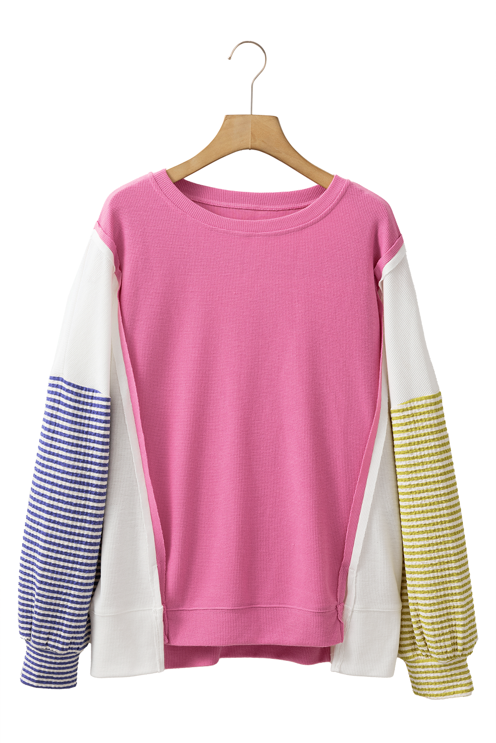 Exposed Seam Contrast Long Sleeve Sweatshirt - Charming Charlie