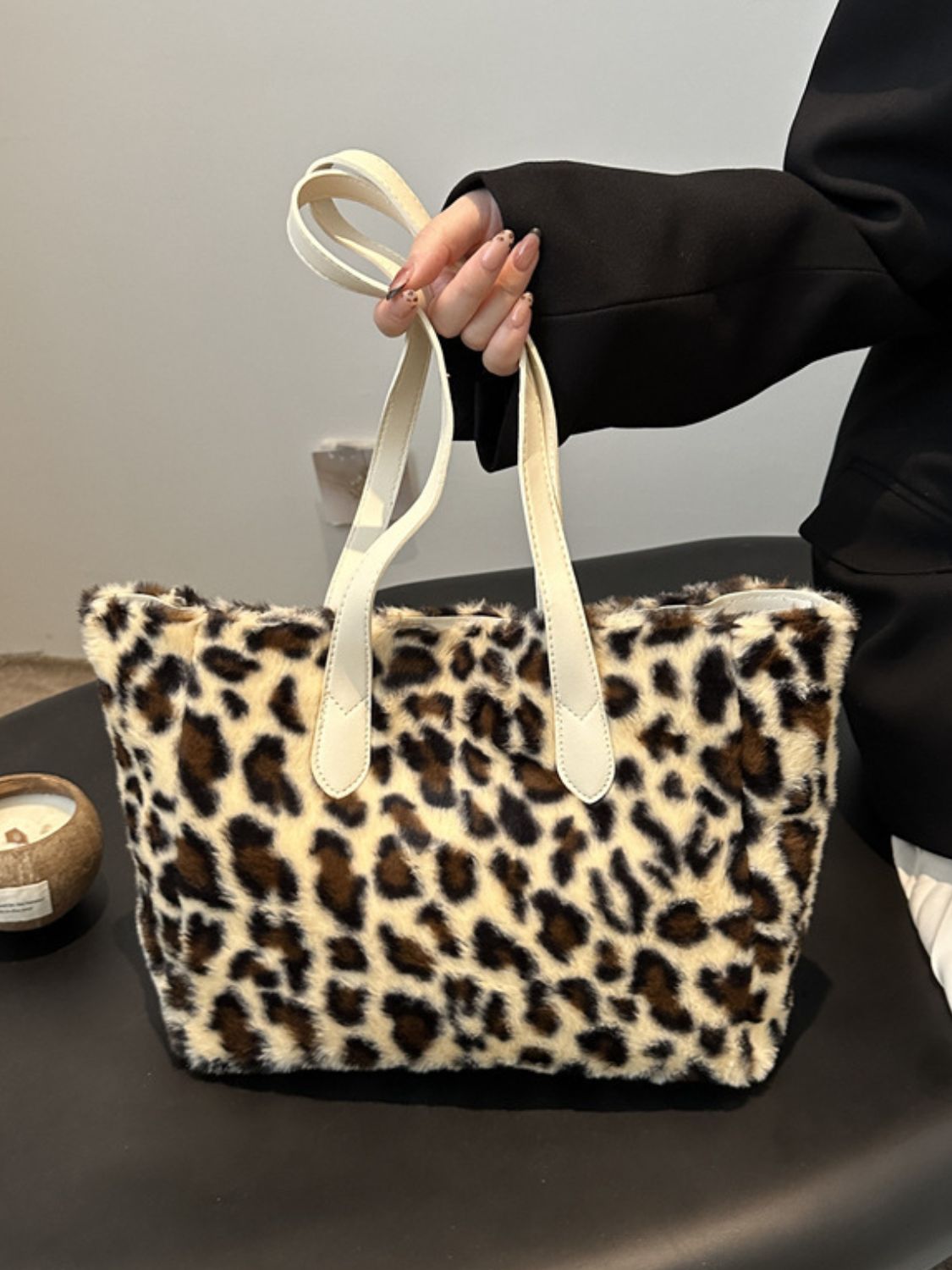 Leopard Fluff Tote Bag - Charming Charlie