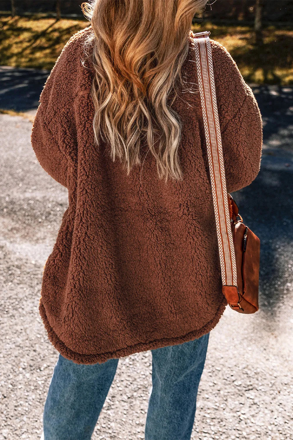 Fuzzy Snap Down Dropped Shoulder Jacket - Charming Charlie