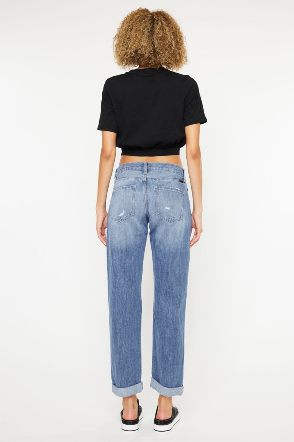 Kancan Mid Rise Distressed Straight Jeans - Charming Charlie