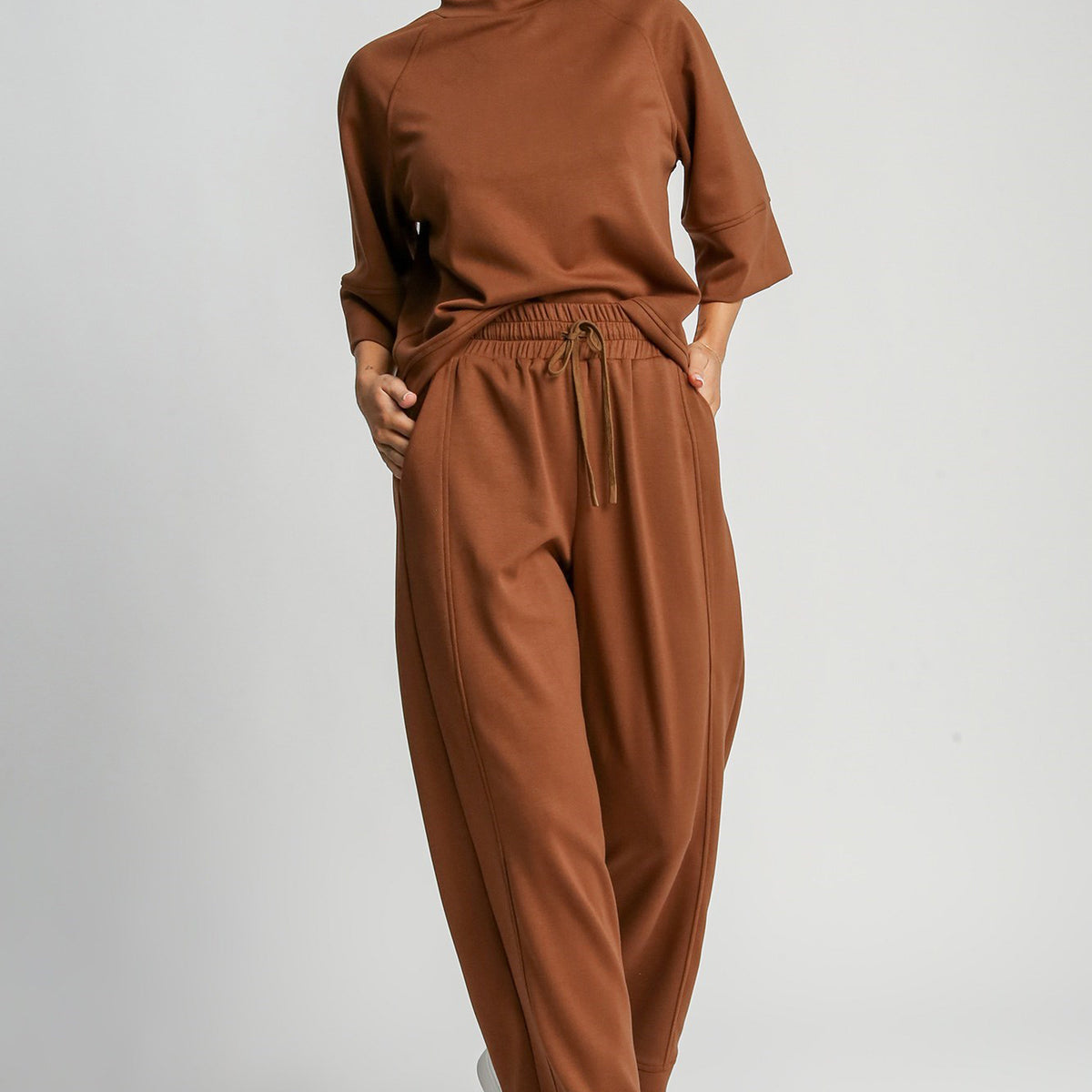 Umgee Drawstring Jogger Pants with Front Seam Detail main image 1