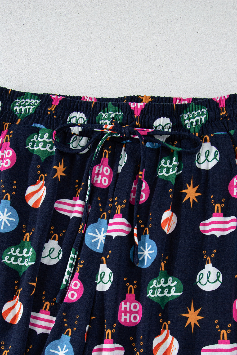 Christmas Lights Print Collared Neck Top and Pants Set - Charming Charlie