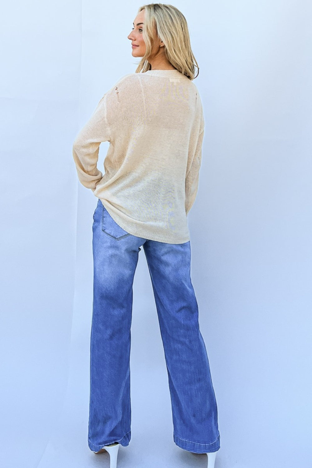 And The Why GRATEFUL Long Sleeve Knit Top - Charming Charlie