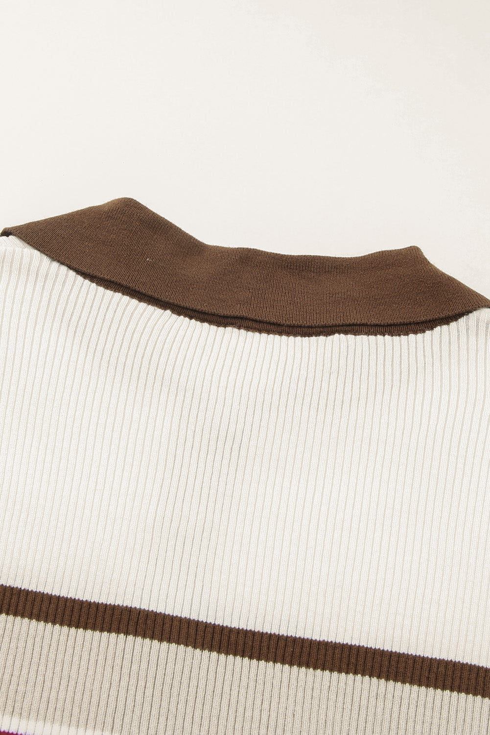 Half Button Contrast Stripe Long Sleeve Knit Top - Charming Charlie