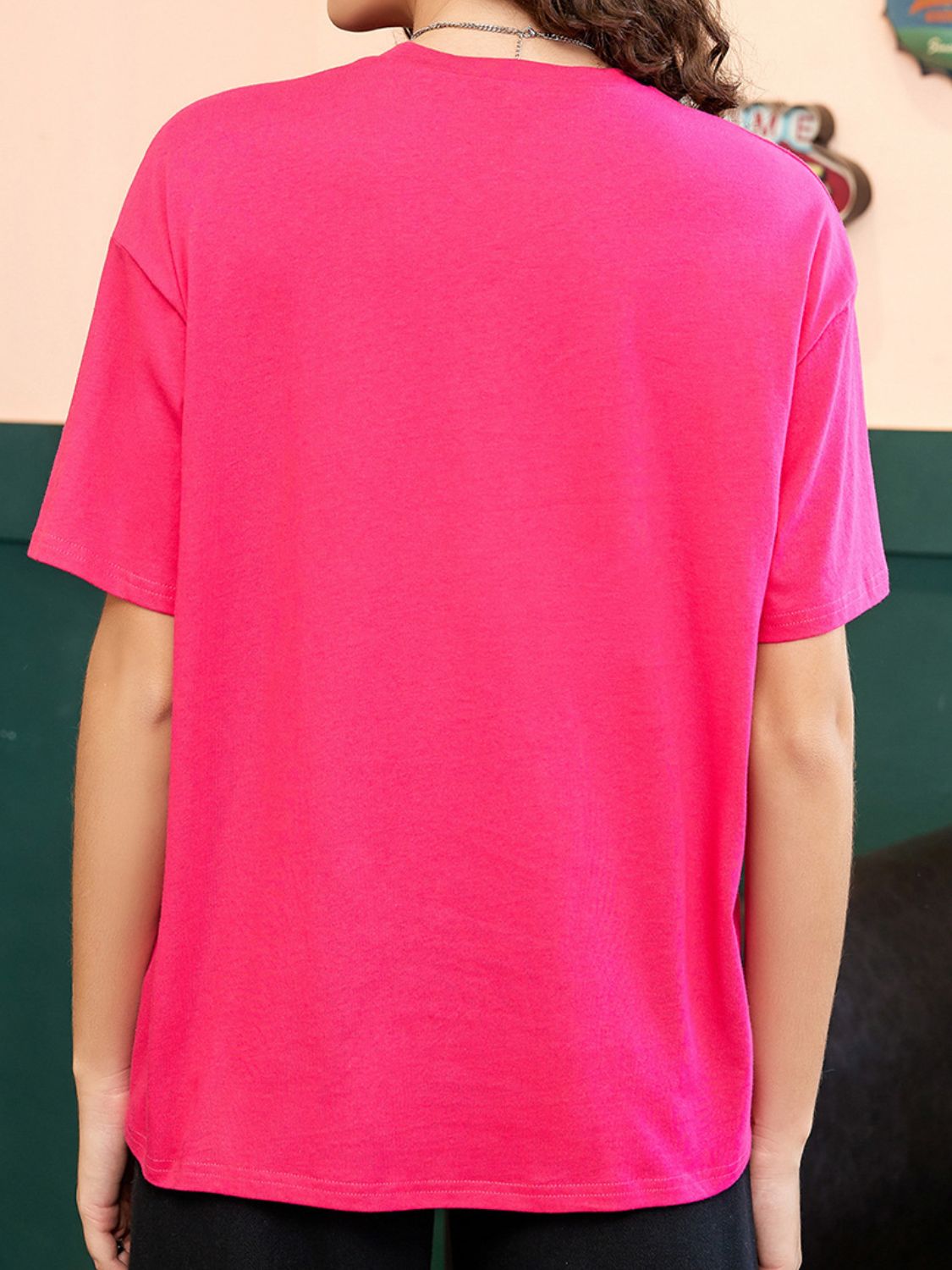 Letter Graphic Round Neck Half Sleeve T-Shirt - Charming Charlie