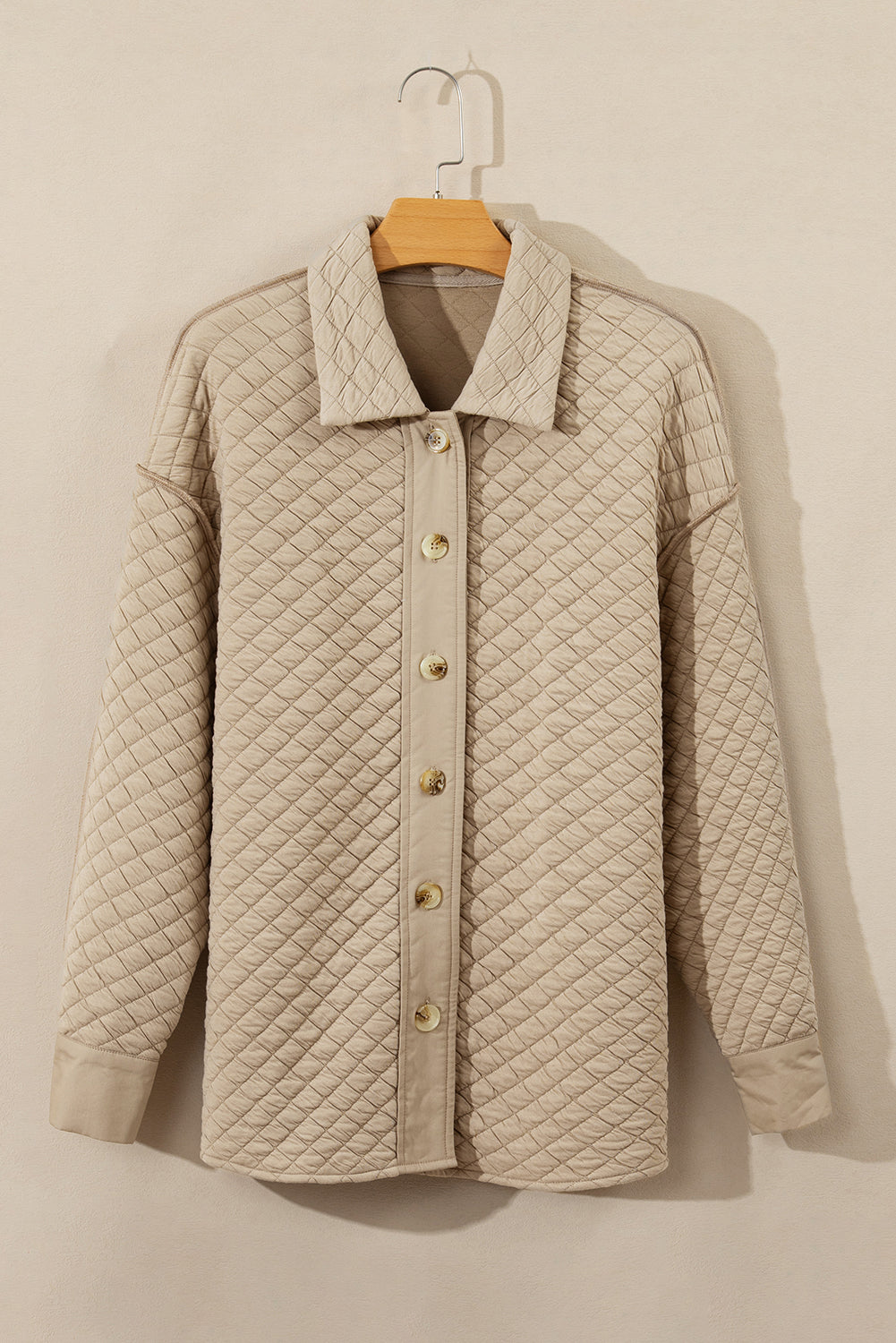 Exposed Seam Collared Neck Button Up Shacket - Charming Charlie