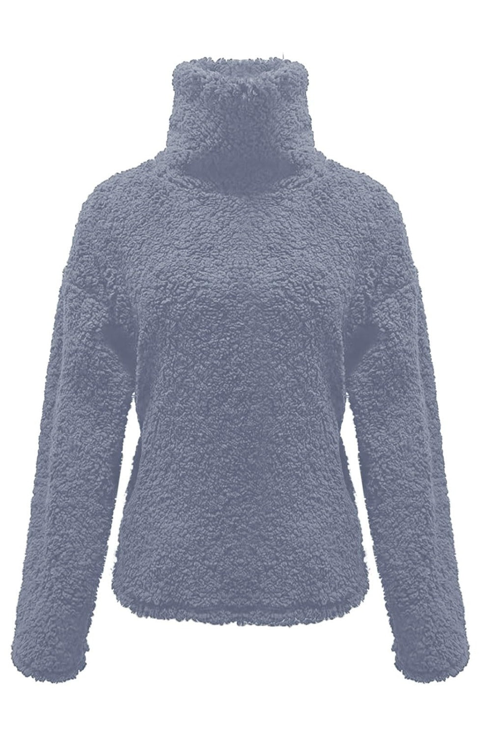 Fuzzy Turtleneck Long Sleeve Sweatshirt - Charming Charlie