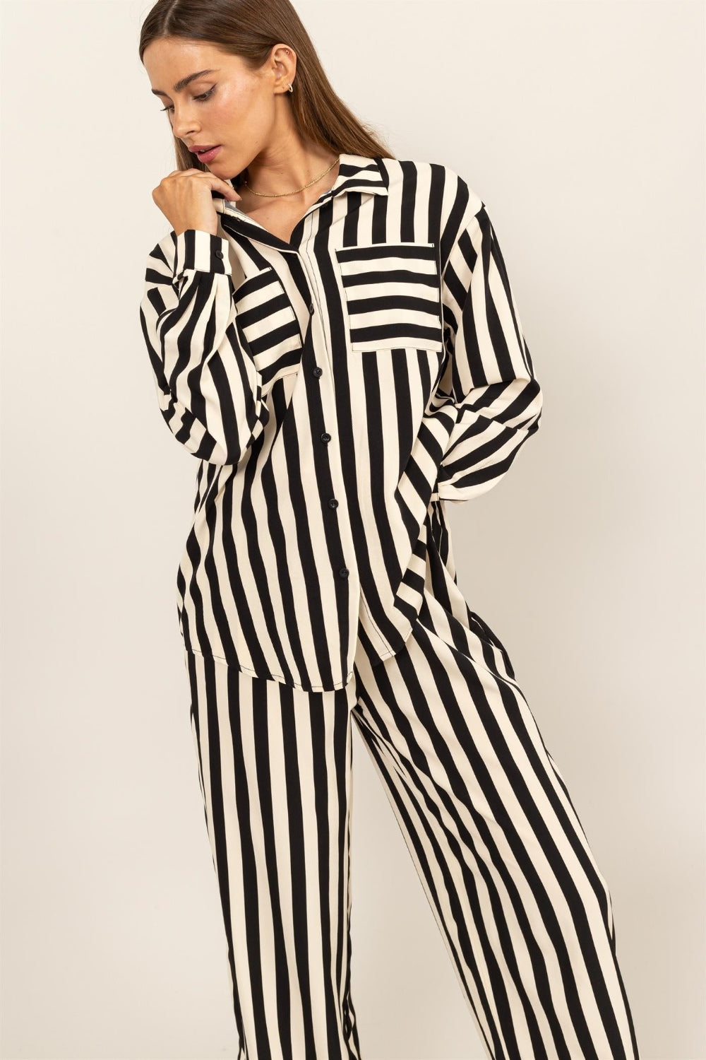 HYFVE Striped Button Up Shirt and Pants Set - Charming Charlie