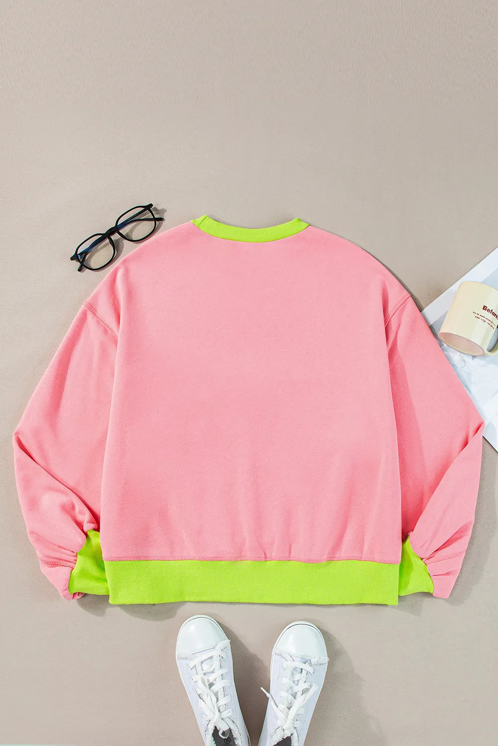 Letter Graphic Round Neck Long Sleeve Sweatshirt - Charming Charlie