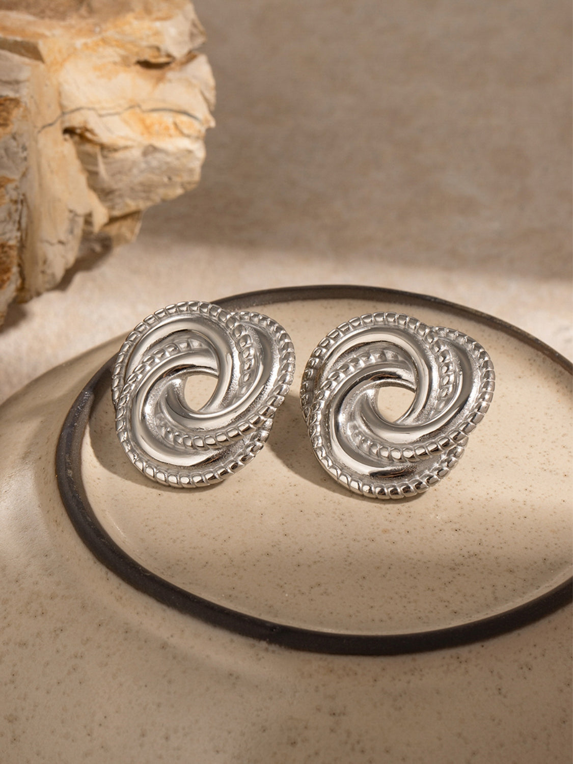 Stainless Steel Volution Stud Earrings - Charming Charlie