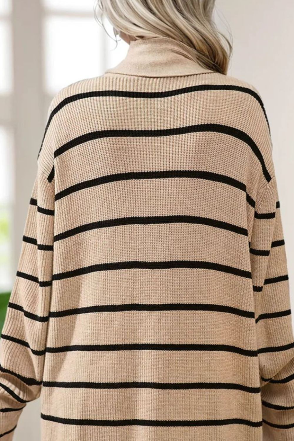 Striped Open Front Long Sleeve Cardigan - Charming Charlie
