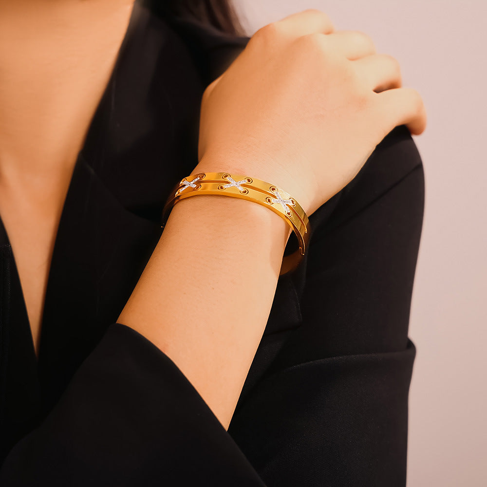18K Gold-Plated Czech Diamond Bracelet - Charming Charlie