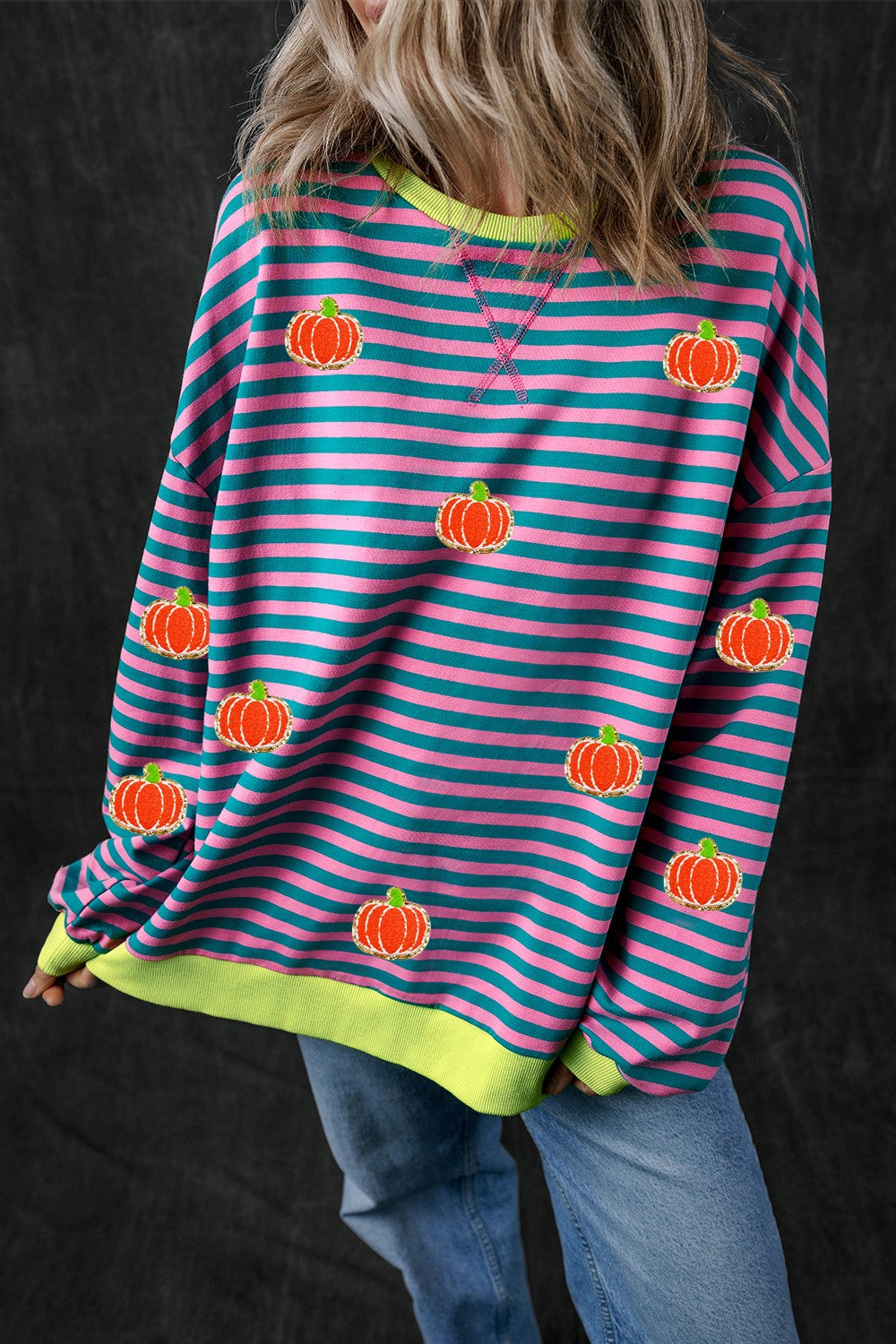 Pumpkin Striped Long Sleeve Sweatshirt - Charming Charlie