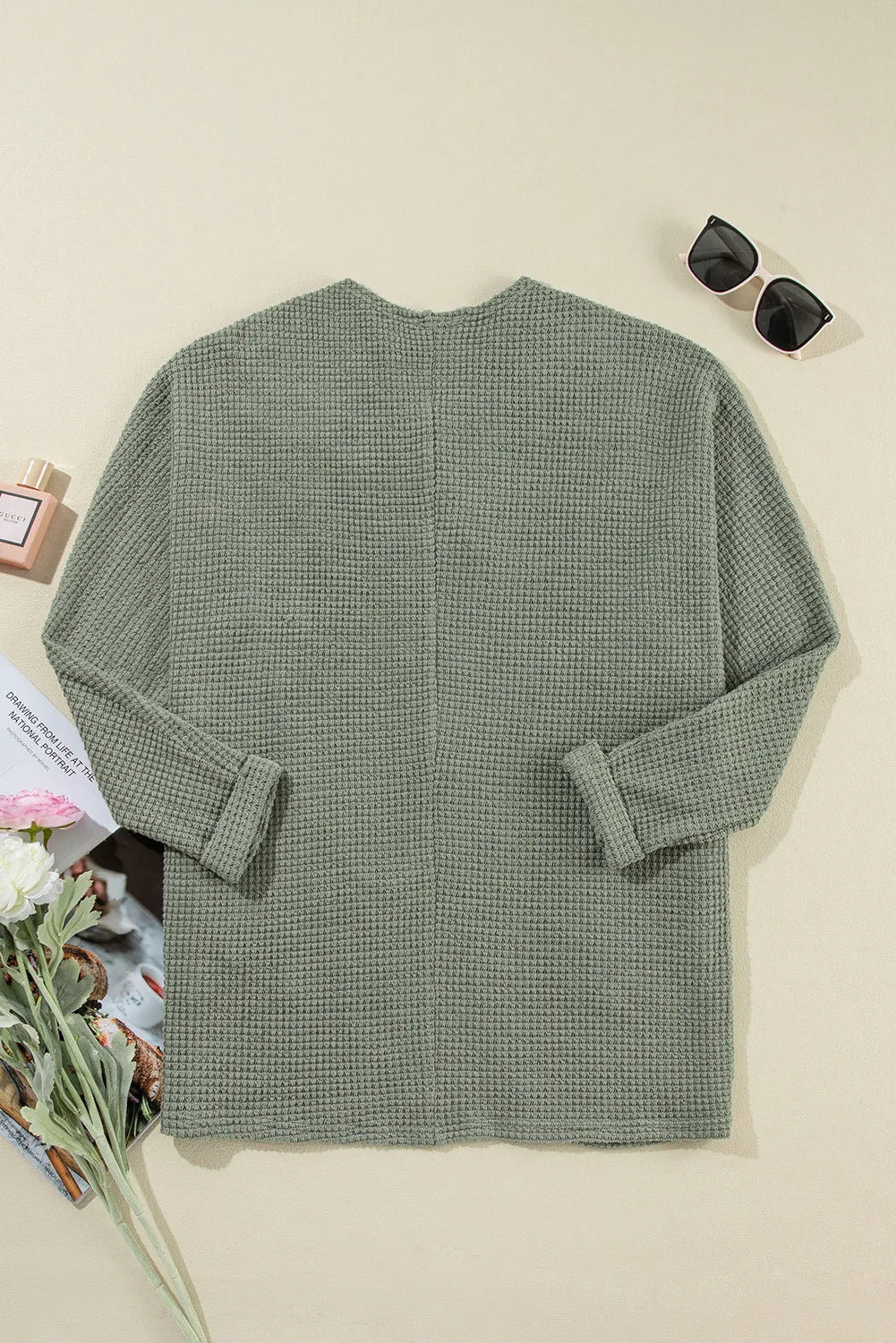 Waffle-Knit Open Front Long Sleeve Cover Up - Charming Charlie