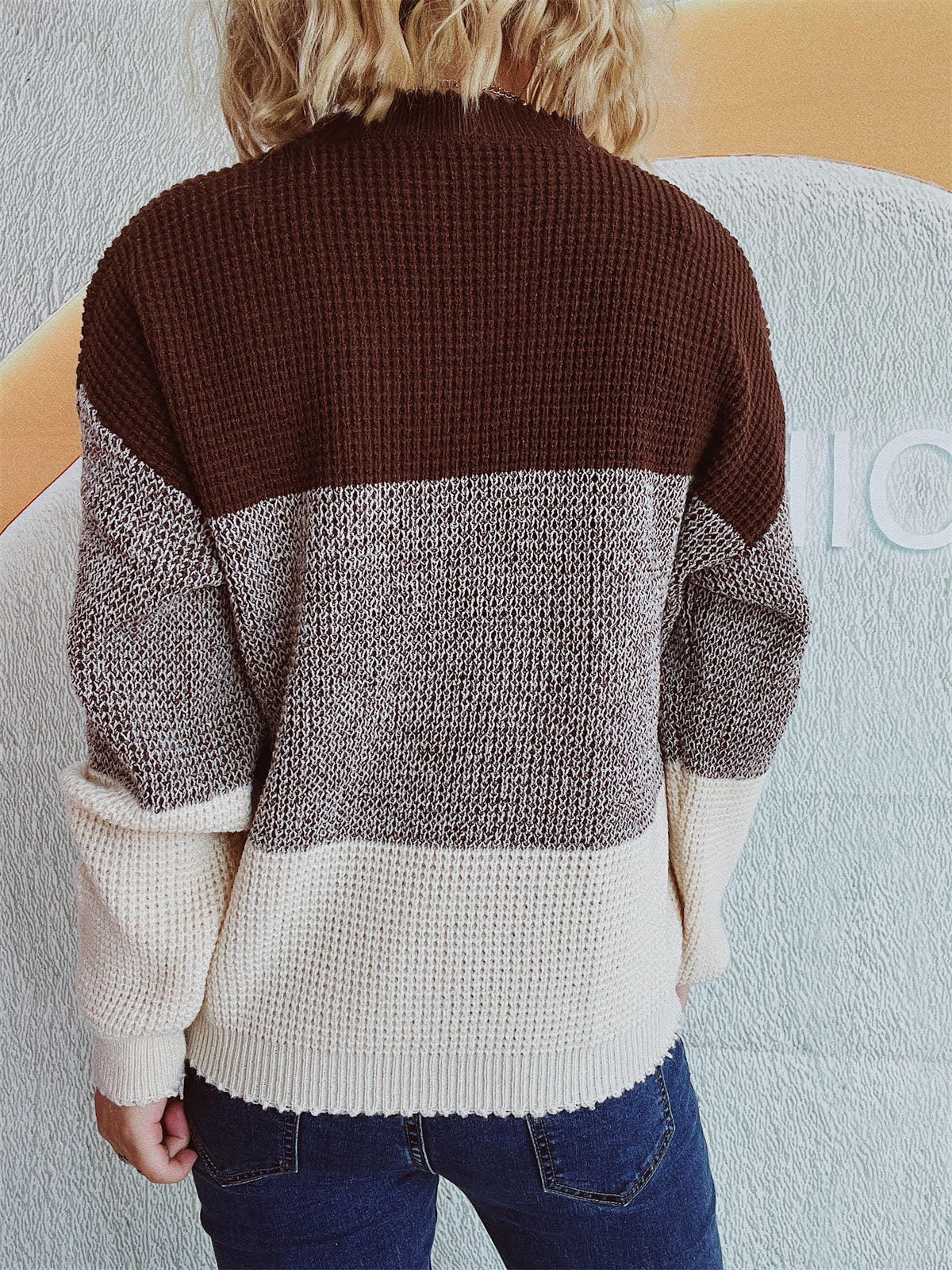 Color Block Long Sleeve Sweater - Charming Charlie