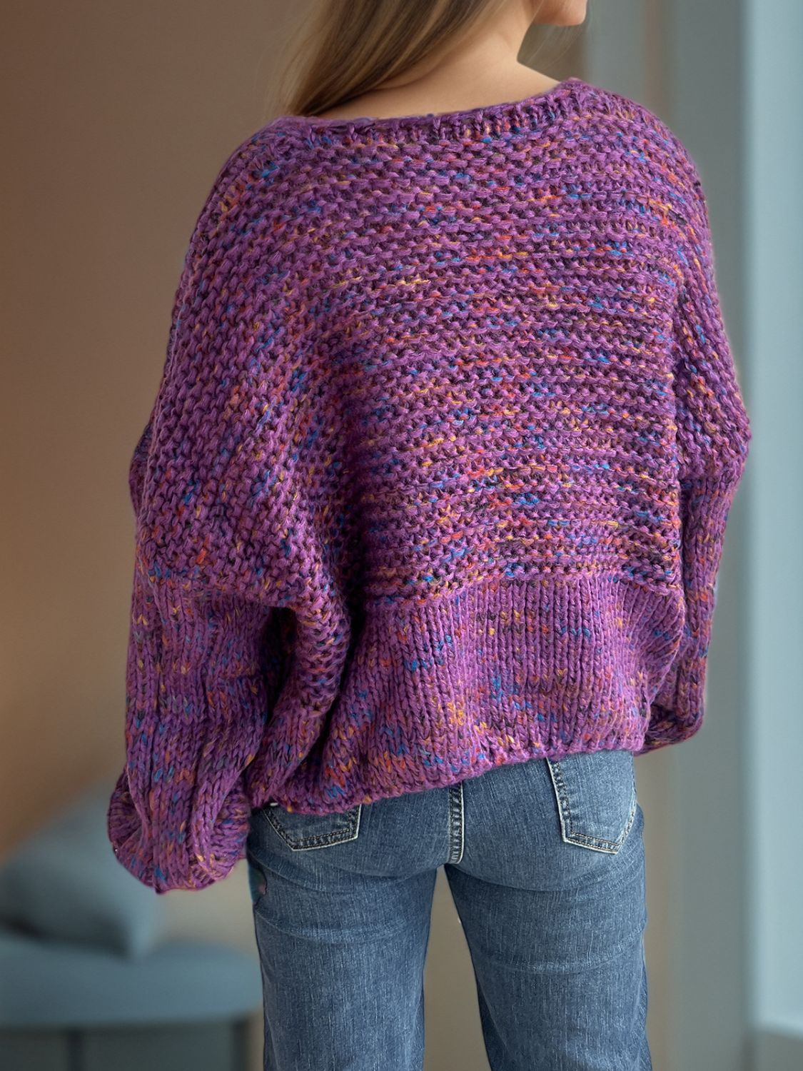 Dropped Shoulder Long Sleeve Sweater - Charming Charlie