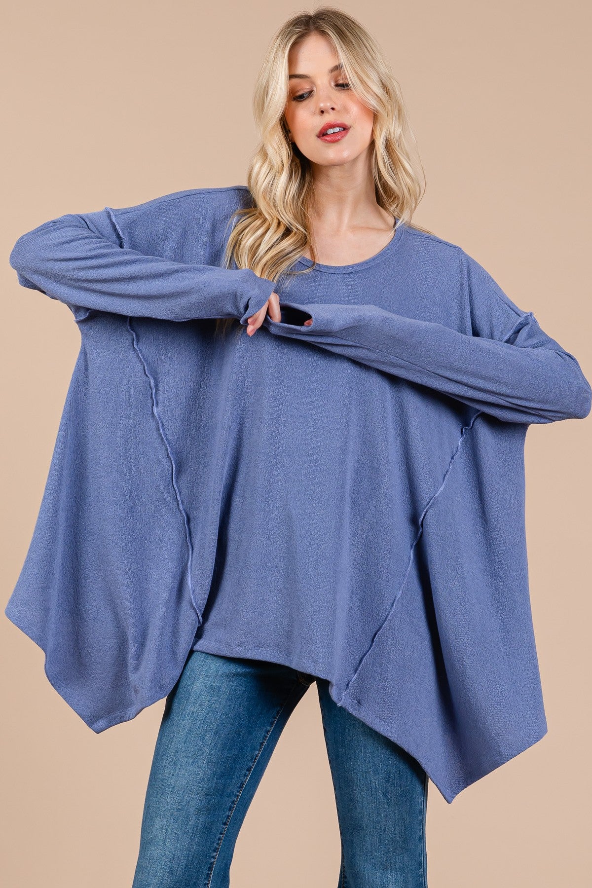Ces Femme Asymmetrical Long Sleeve top - Charming Charlie