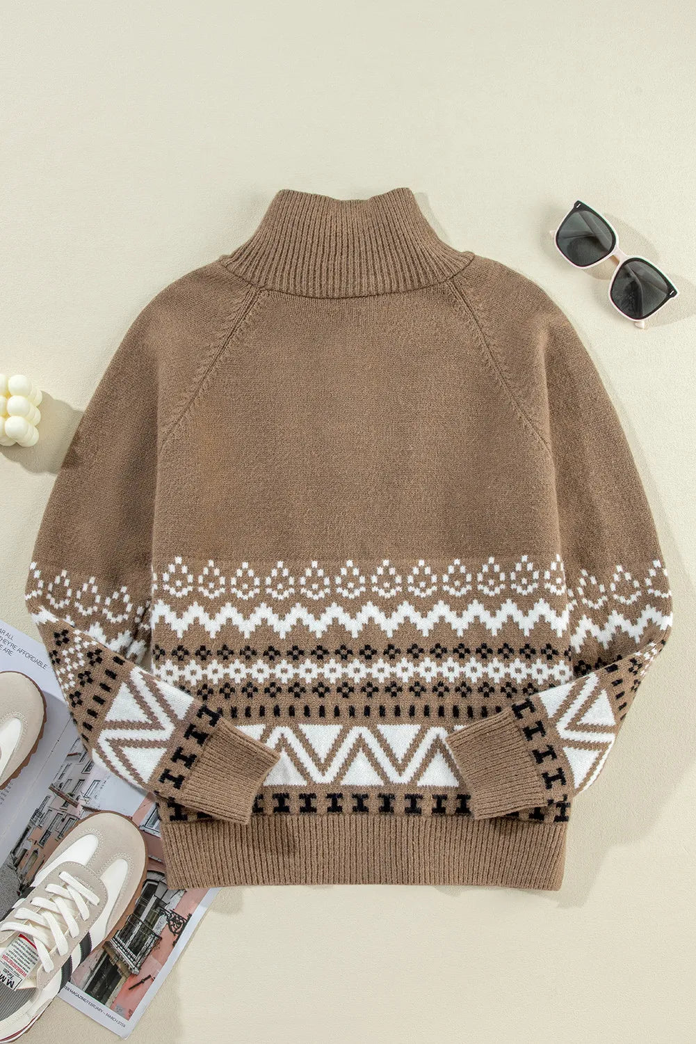 Zip Up Long Sleeve Geometric Cardigan - Charming Charlie
