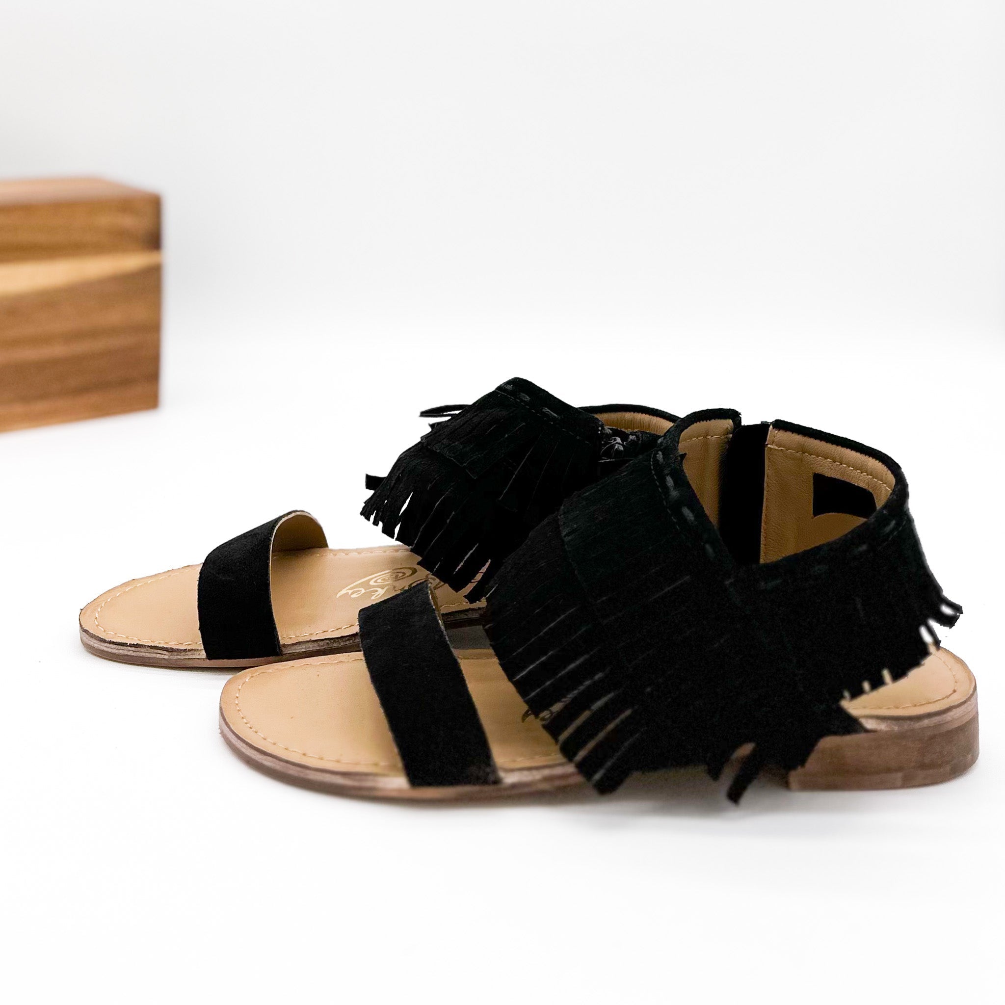 Fringe Star Sandal in Black - Charming Charlie
