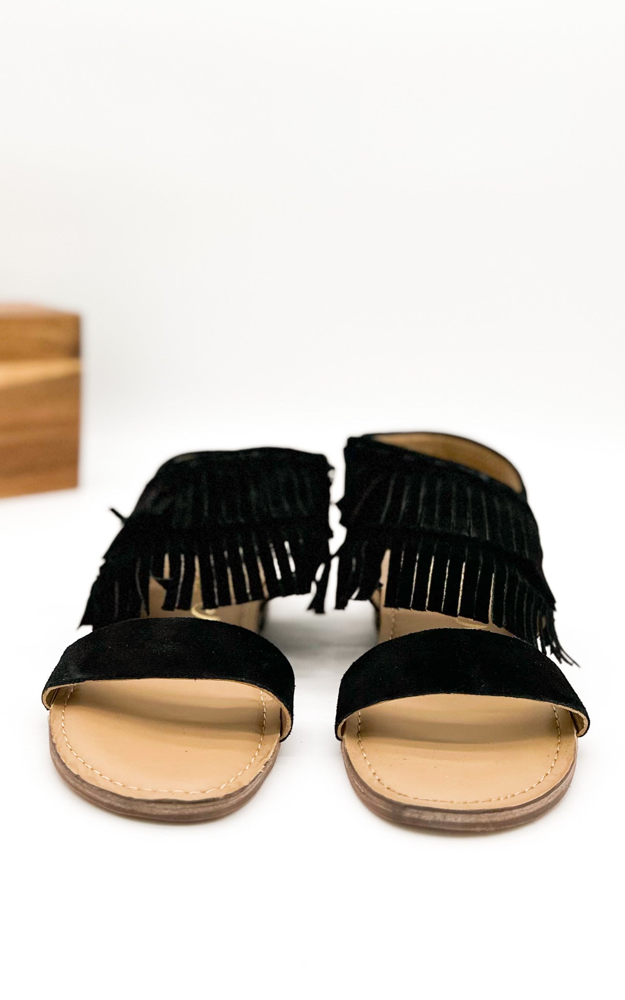 Fringe Star Sandal in Black - Charming Charlie