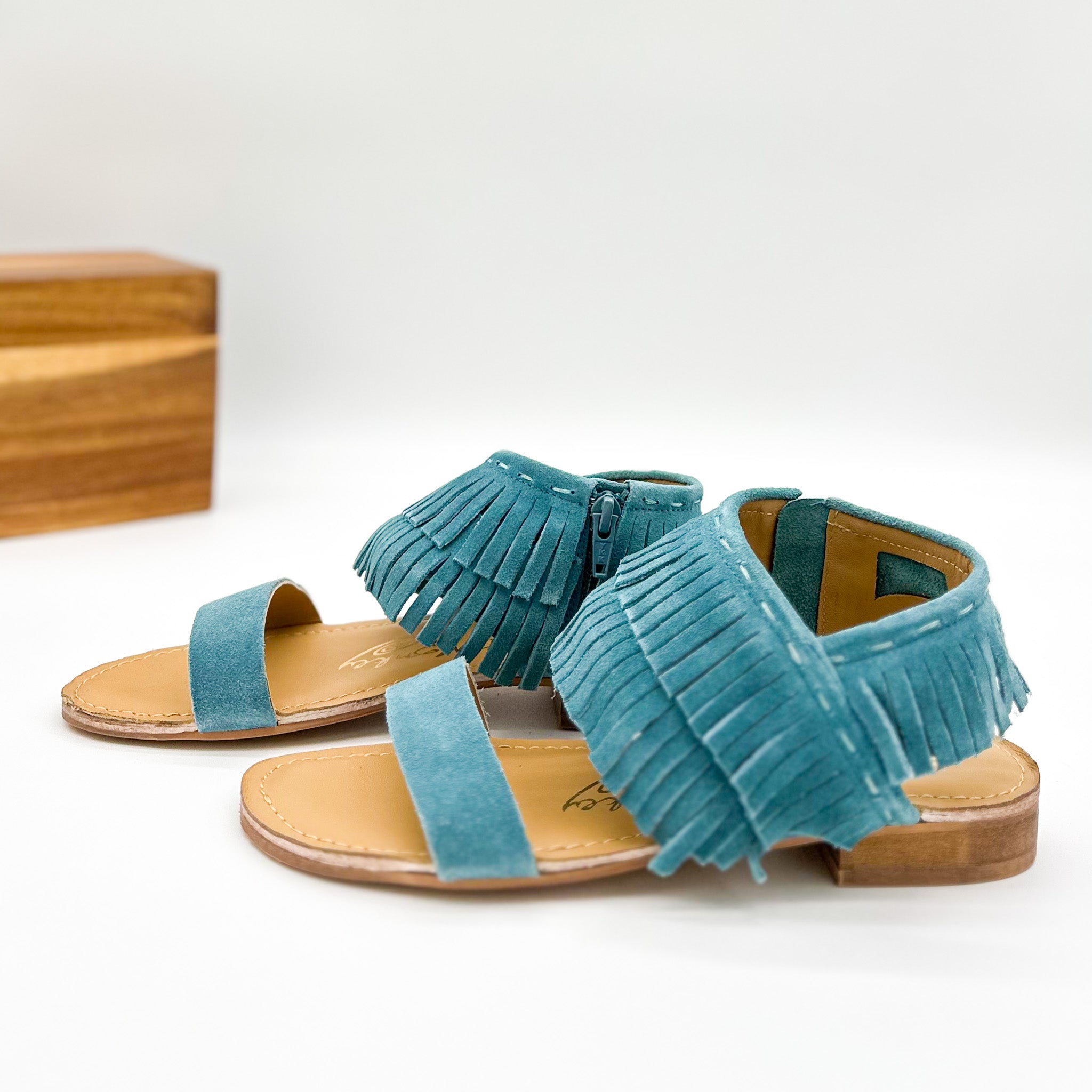 Fringe Star Sandal in Teal - Charming Charlie