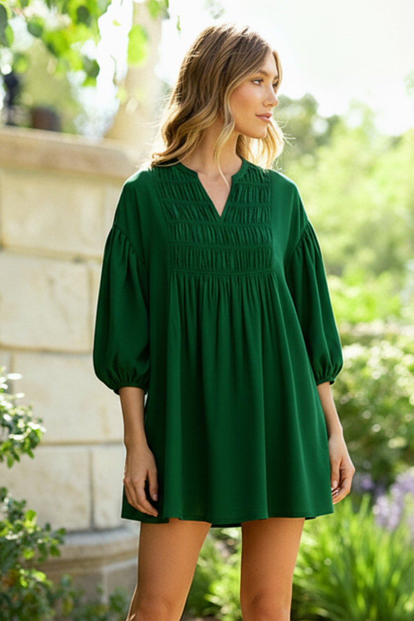 Green with Envy Crepe Smocked Dress - Charming Charlie