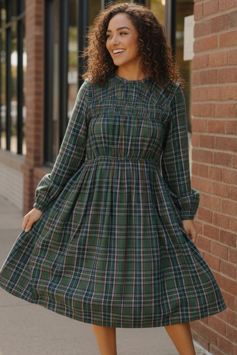 Cedar Lane Plaid Midi Dress - Charming Charlie