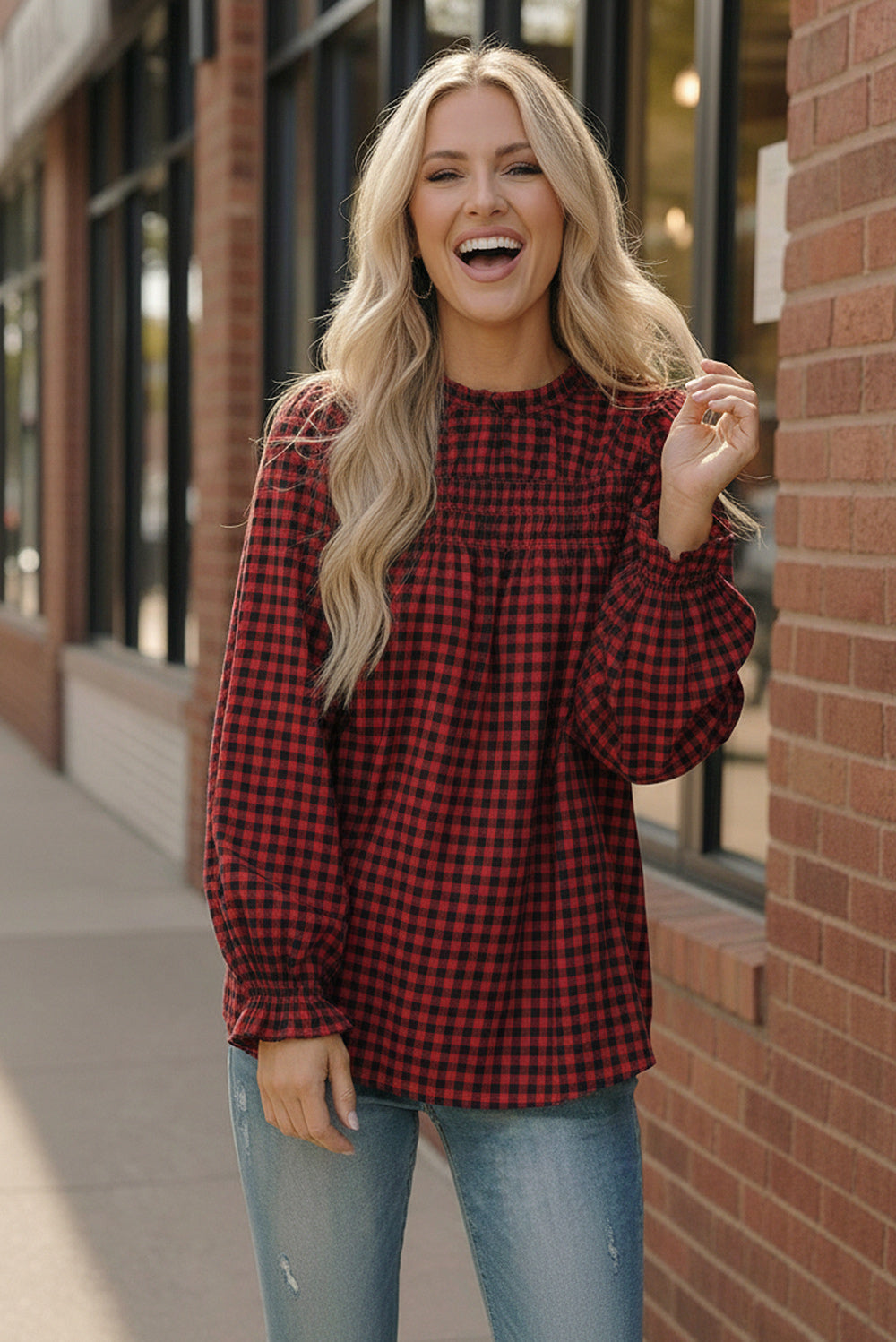 Wildwood Check Red Smock - Charming Charlie