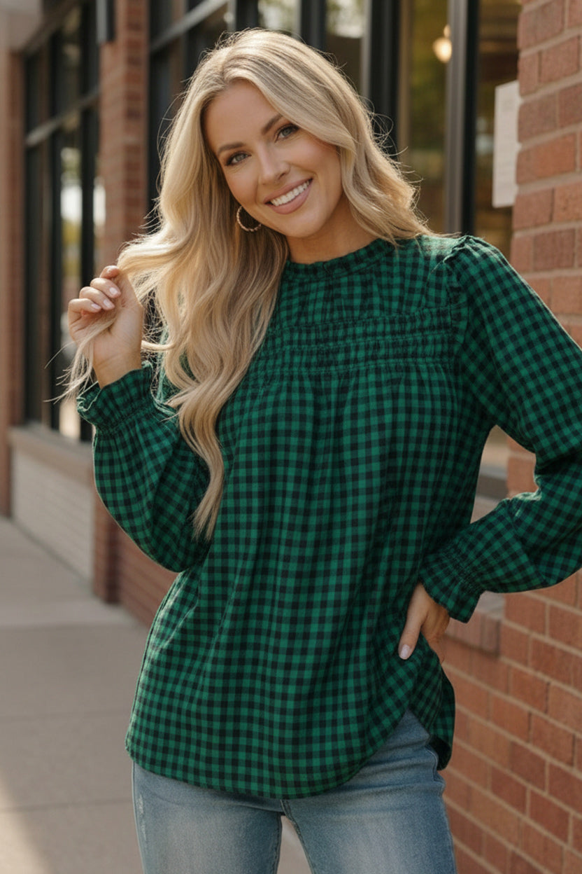 Wildwood Check Green Smock - Charming Charlie