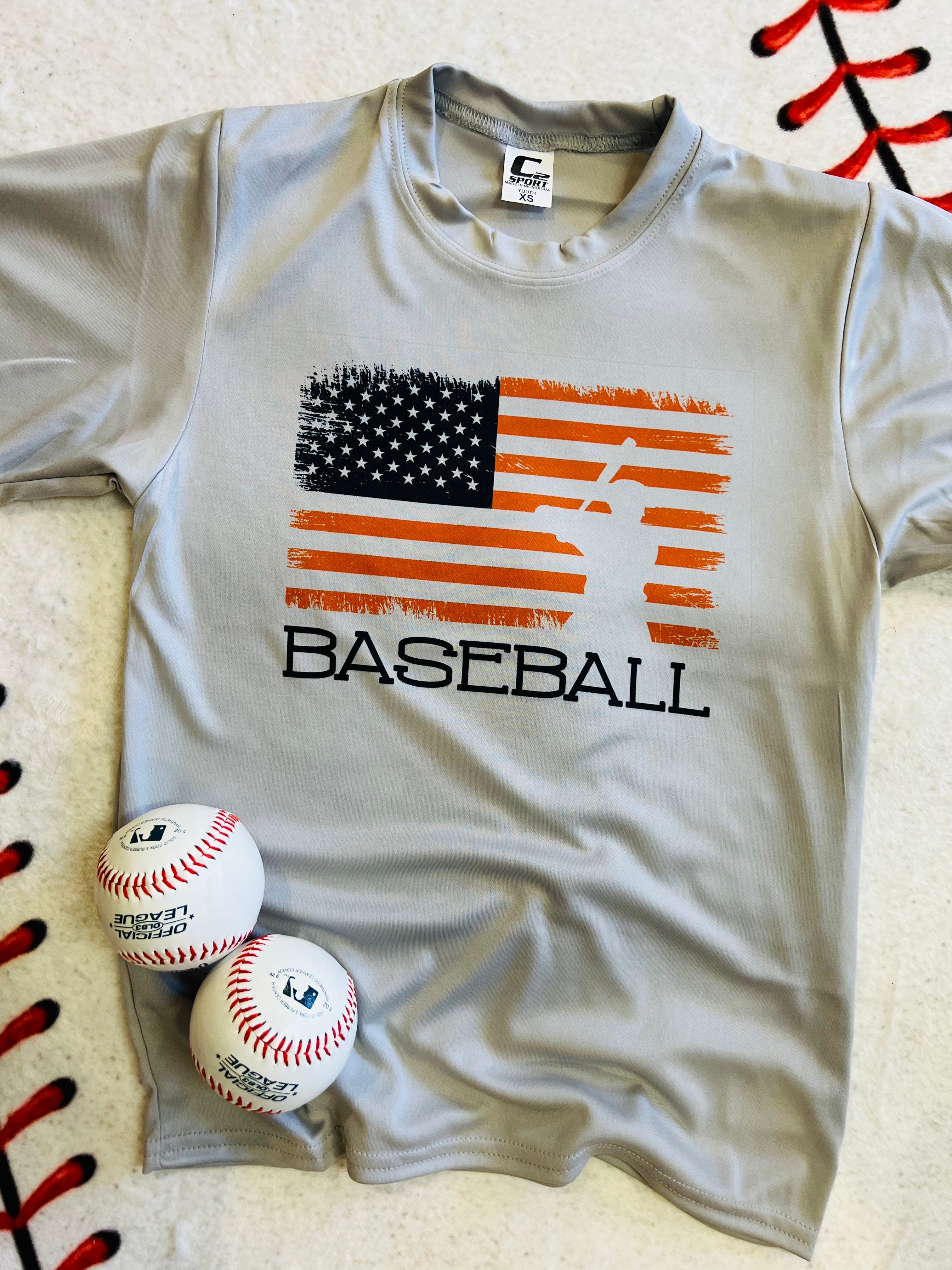 Orange & Black Baseball Flag Dri Fit Tee - Charming Charlie