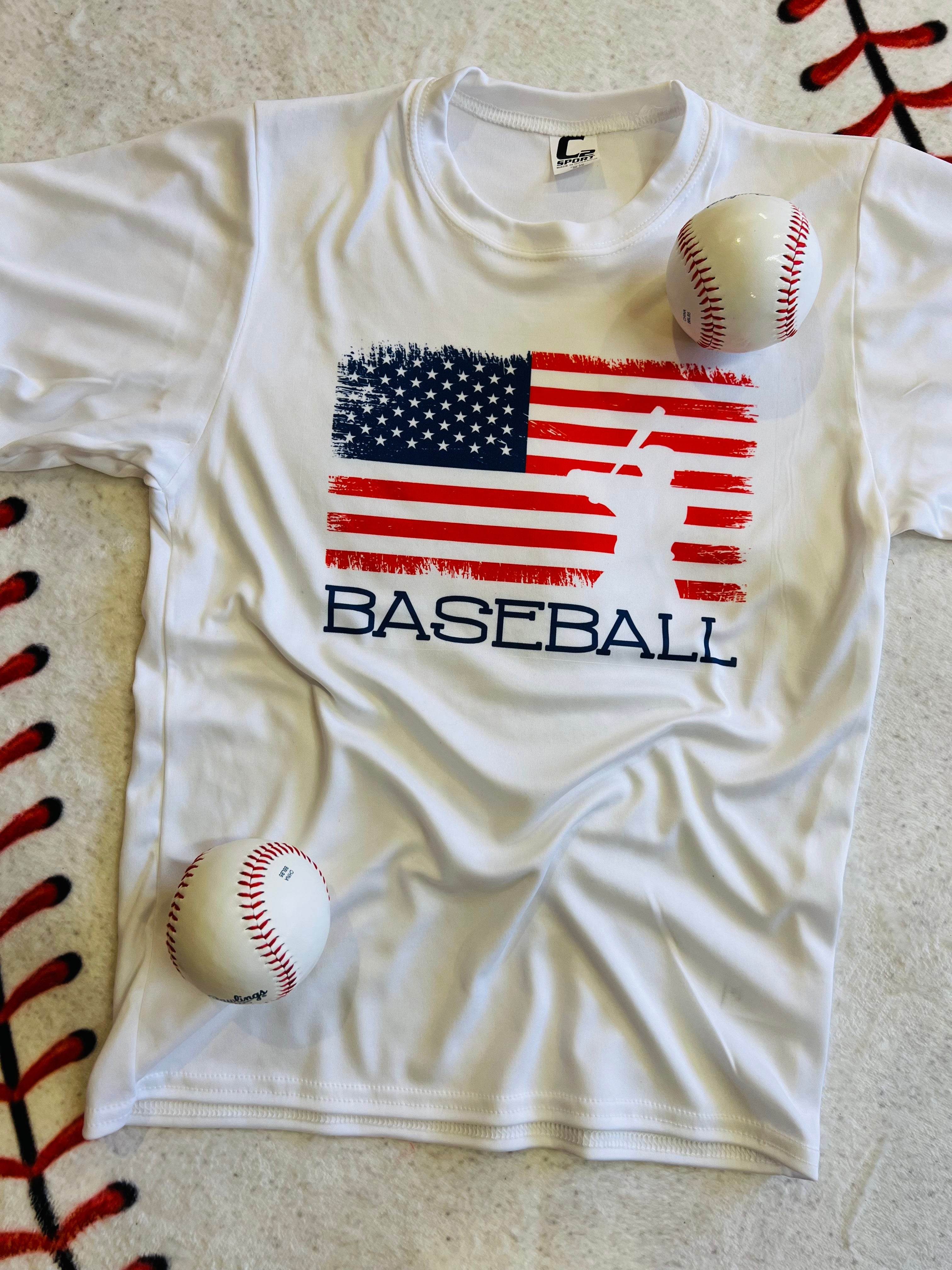 Red & Blue Baseball Flag Dri Fit Tee - Charming Charlie