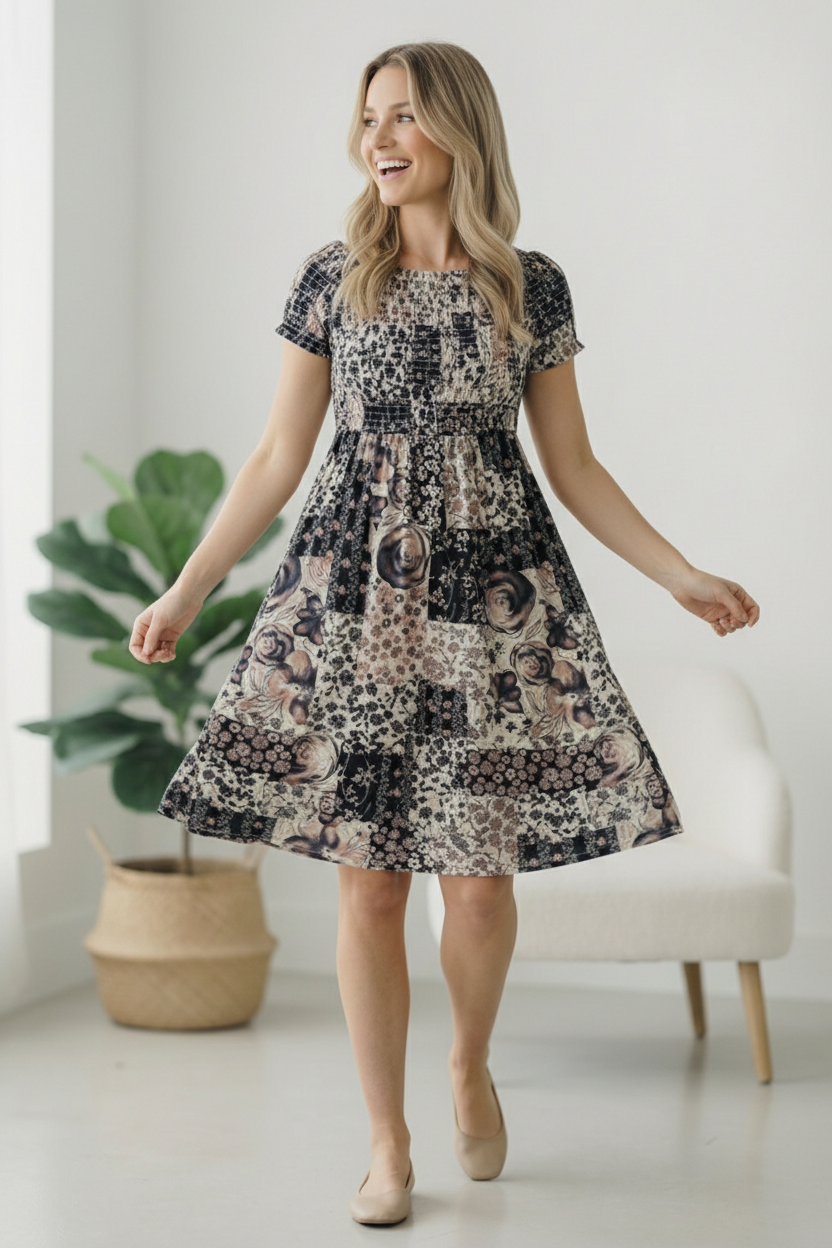 My Favorite Chapter Patchwork Dress - Charming Charlie