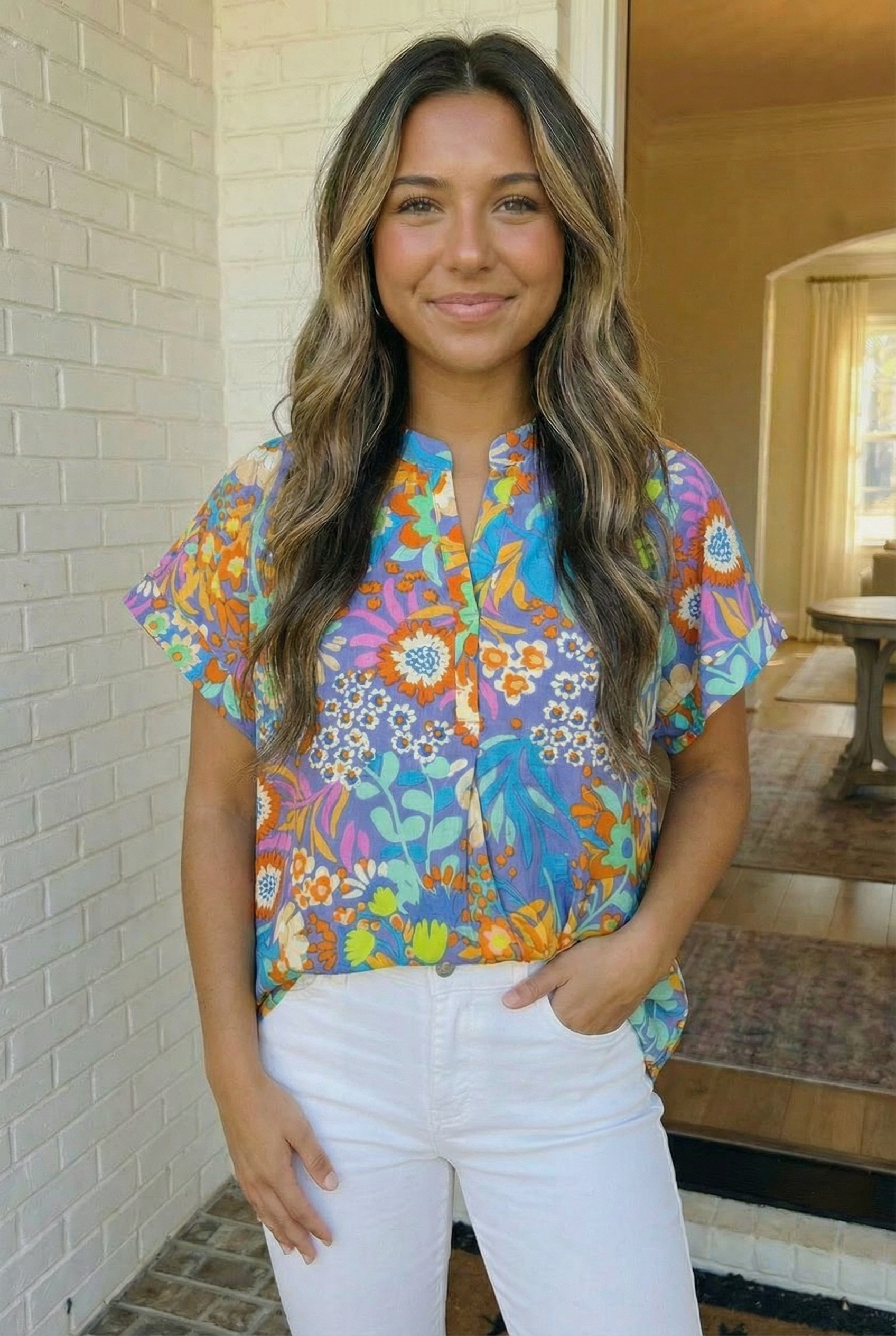 Garden Party Ready Floral Button Top - Charming Charlie