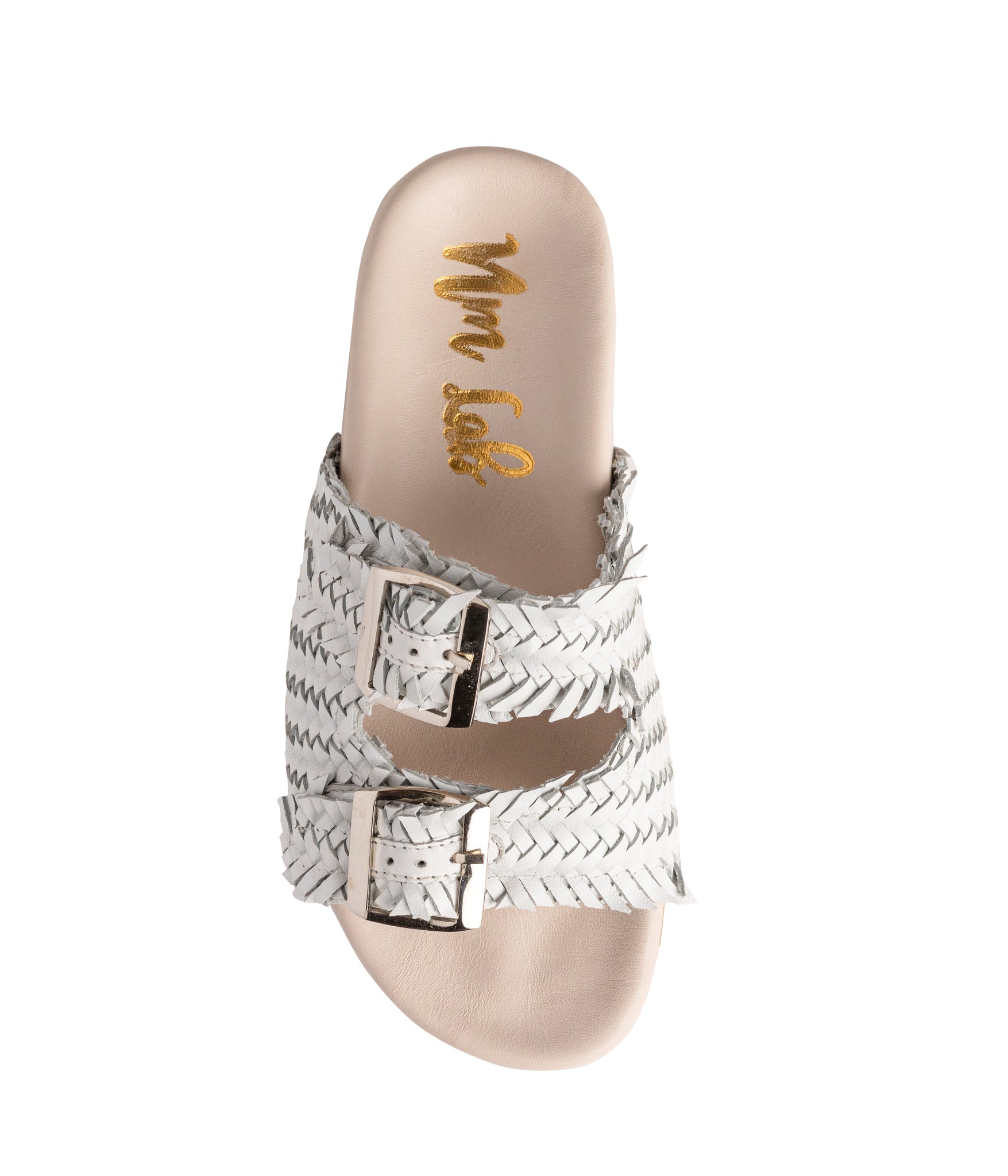 Intertwine Dual Woven Strap Slide in White - Charming Charlie