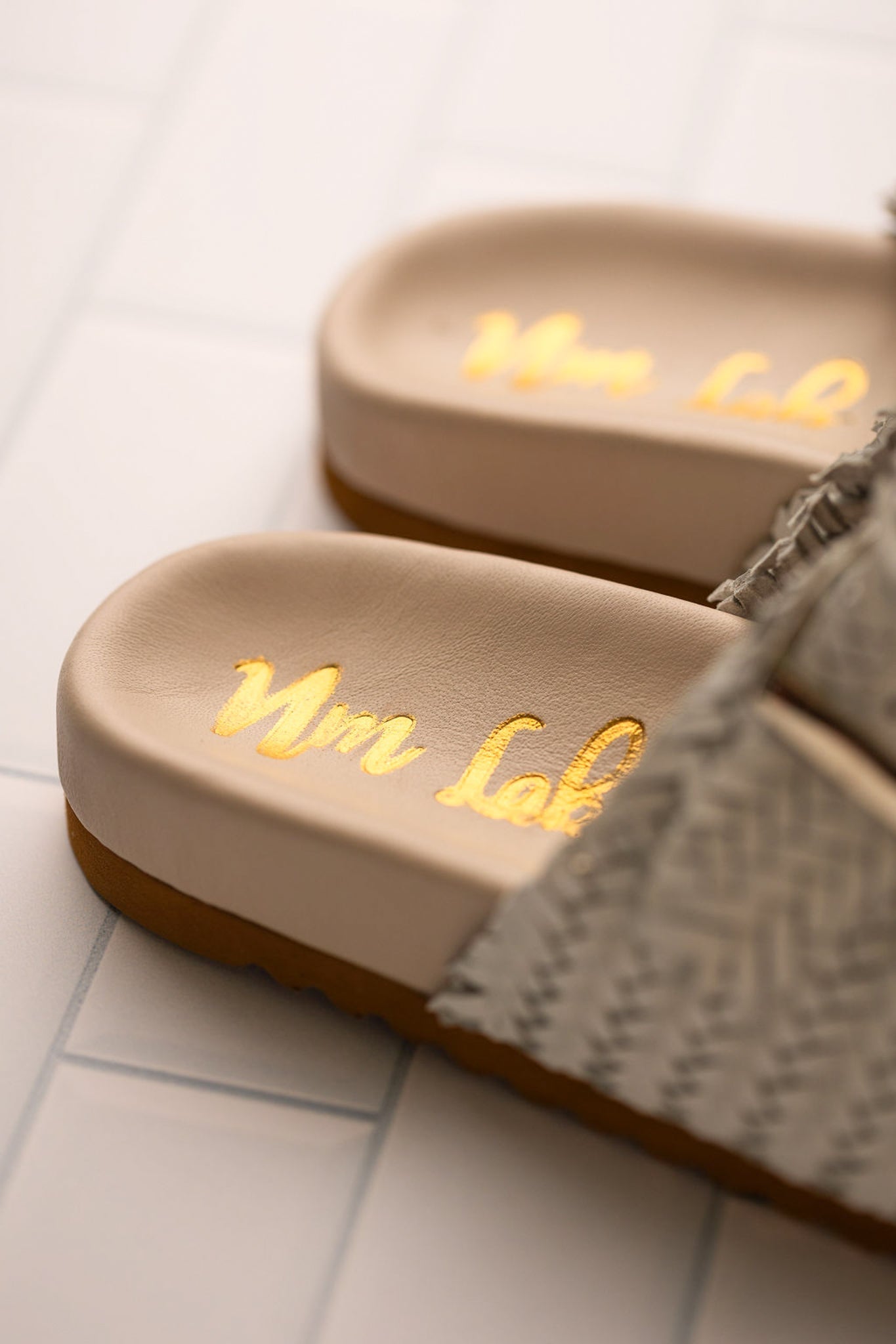 Intertwine Dual Woven Strap Slide in White - Charming Charlie