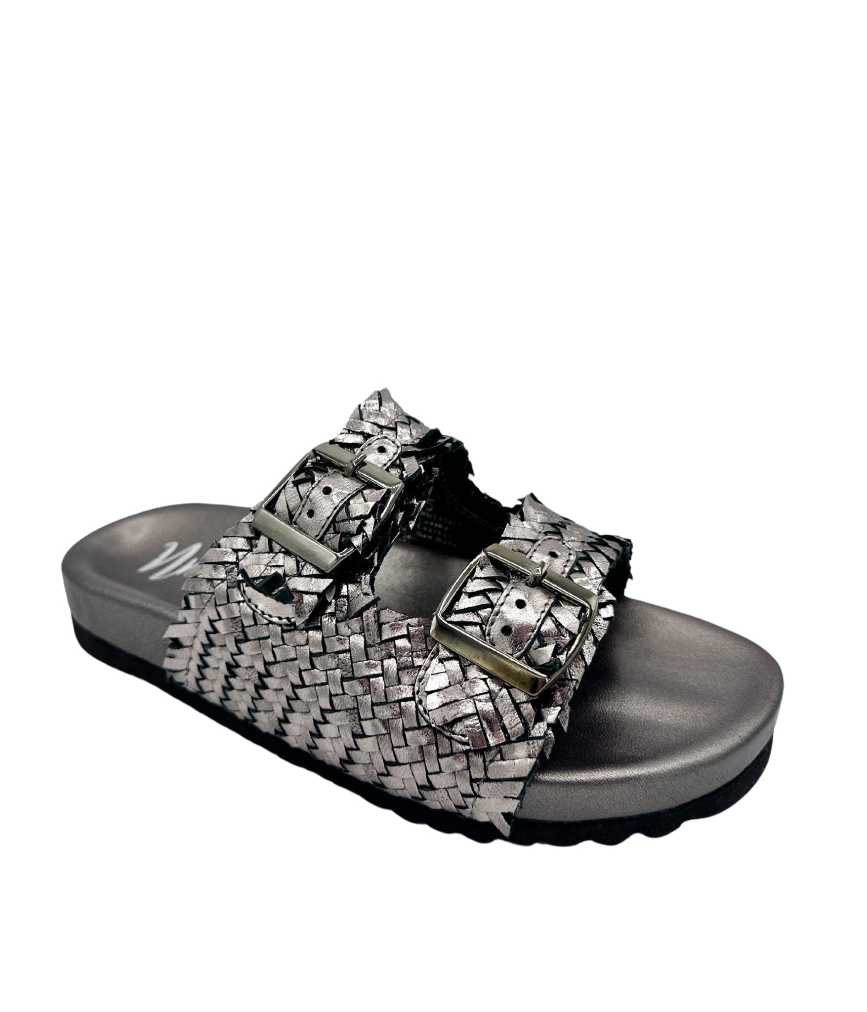 Intertwine Dual Woven Strap Slide in Pewter - Charming Charlie