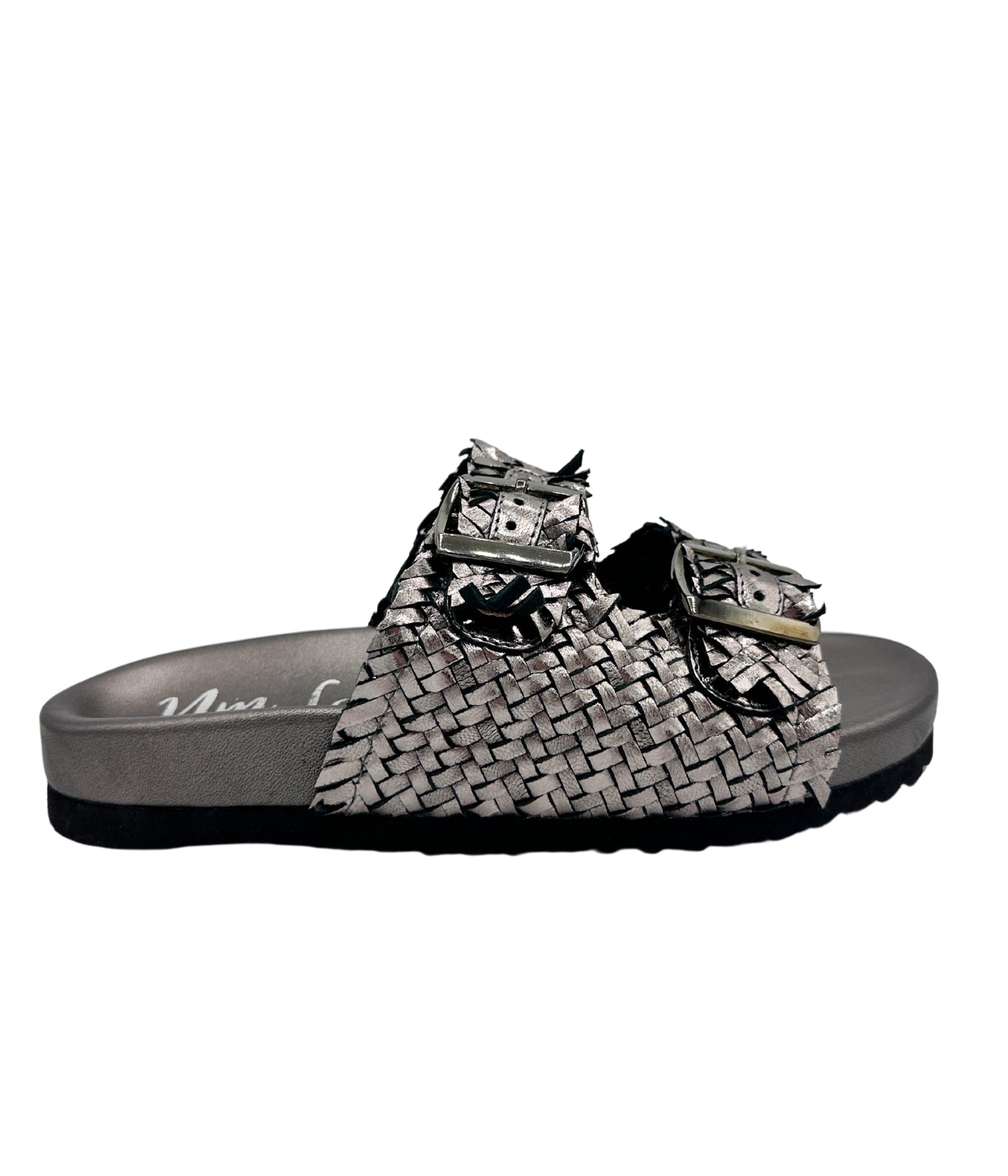 Intertwine Dual Woven Strap Slide in Pewter - Charming Charlie