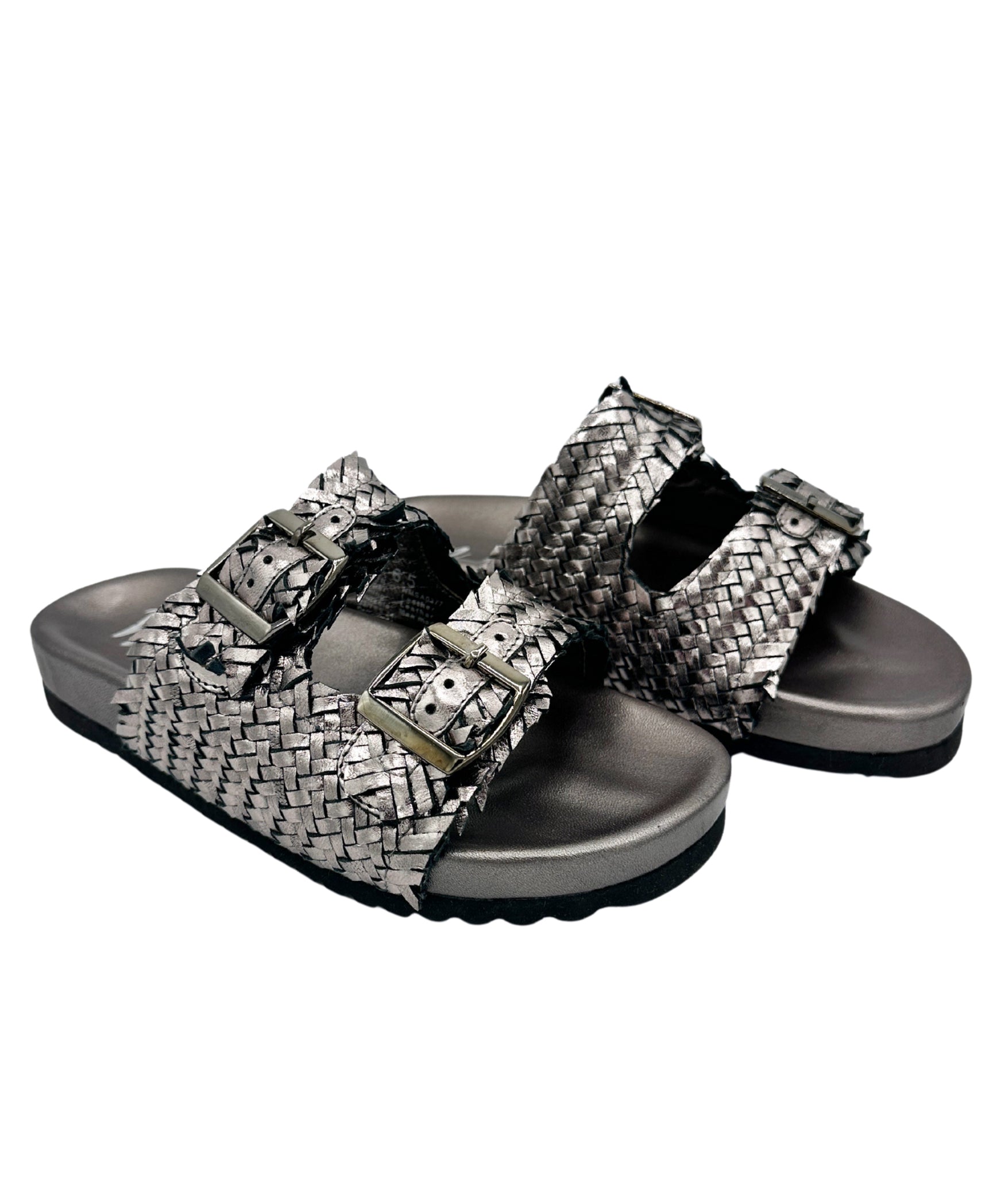 Intertwine Dual Woven Strap Slide in Pewter - Charming Charlie