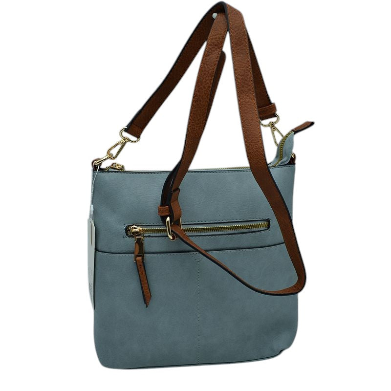 Kaylee Soft PU Vegan Leather 2 in 1 Tote Crossbody Bag - Blue1 - Crossbody Bags