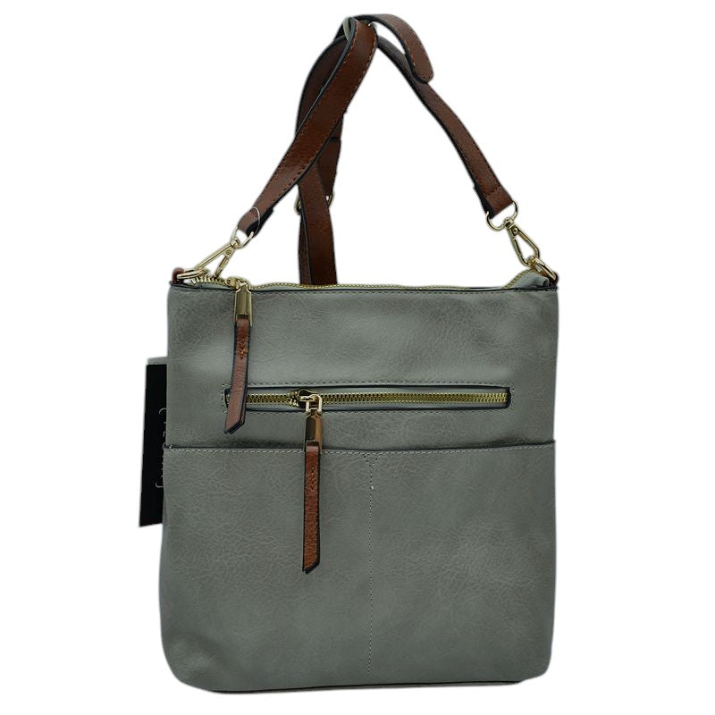 Kaylee Soft PU Vegan Leather 2 in 1 Tote Crossbody Bag - Dark Gray1 - Crossbody Bags