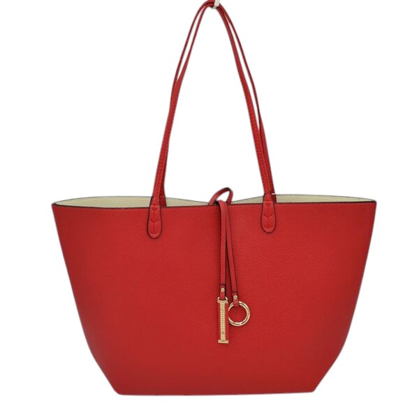 Kendra Reversible Supersoft Vegan Leather Tote Handbag - Red/Beige - Tote Bag