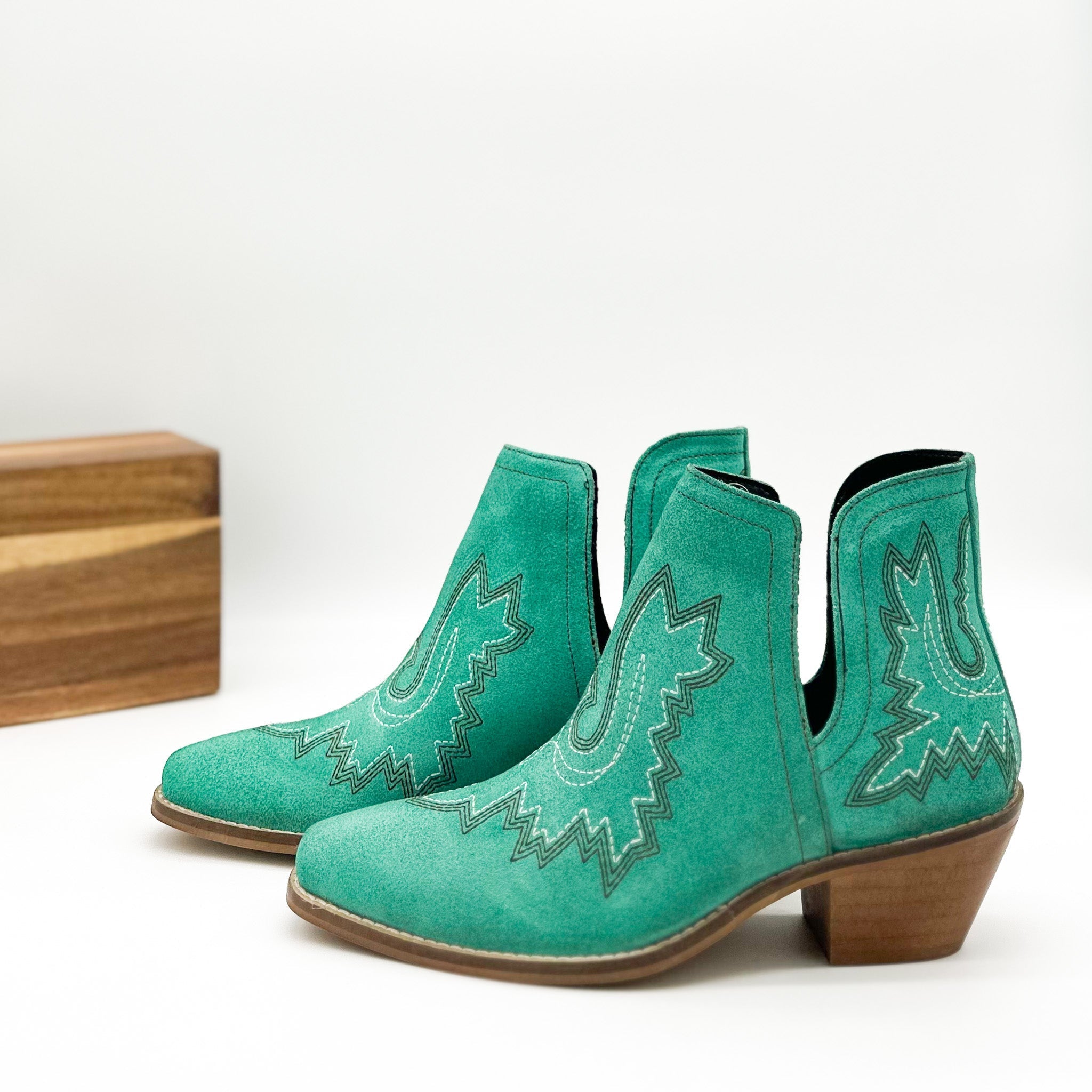 Kickin' Booties in Turquoise Suede - Charming Charlie