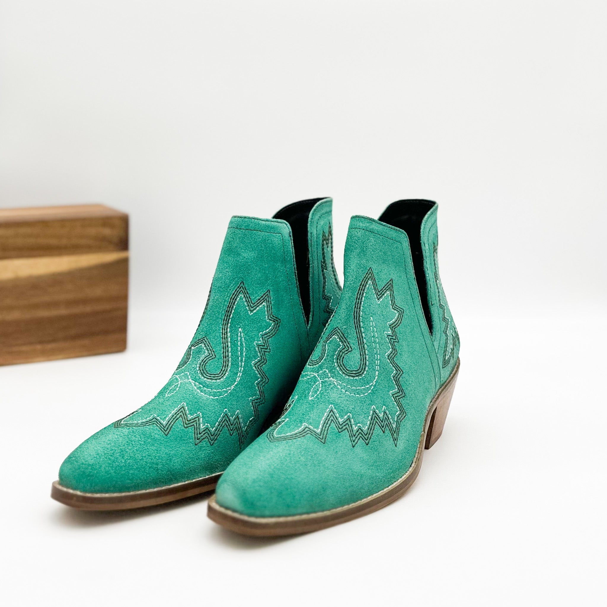 Kickin' Booties in Turquoise Suede - Charming Charlie