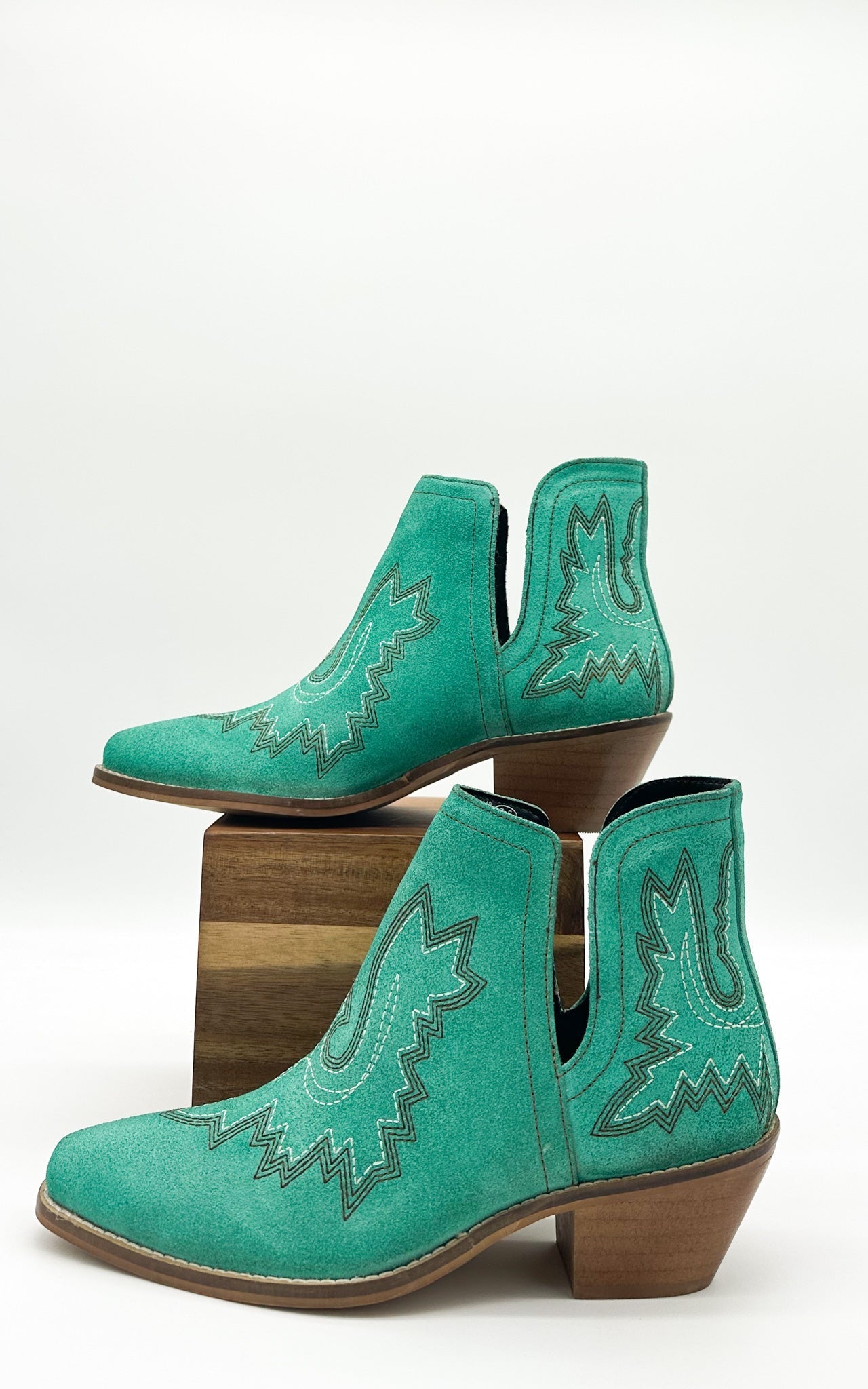Kickin' Booties in Turquoise Suede - Charming Charlie