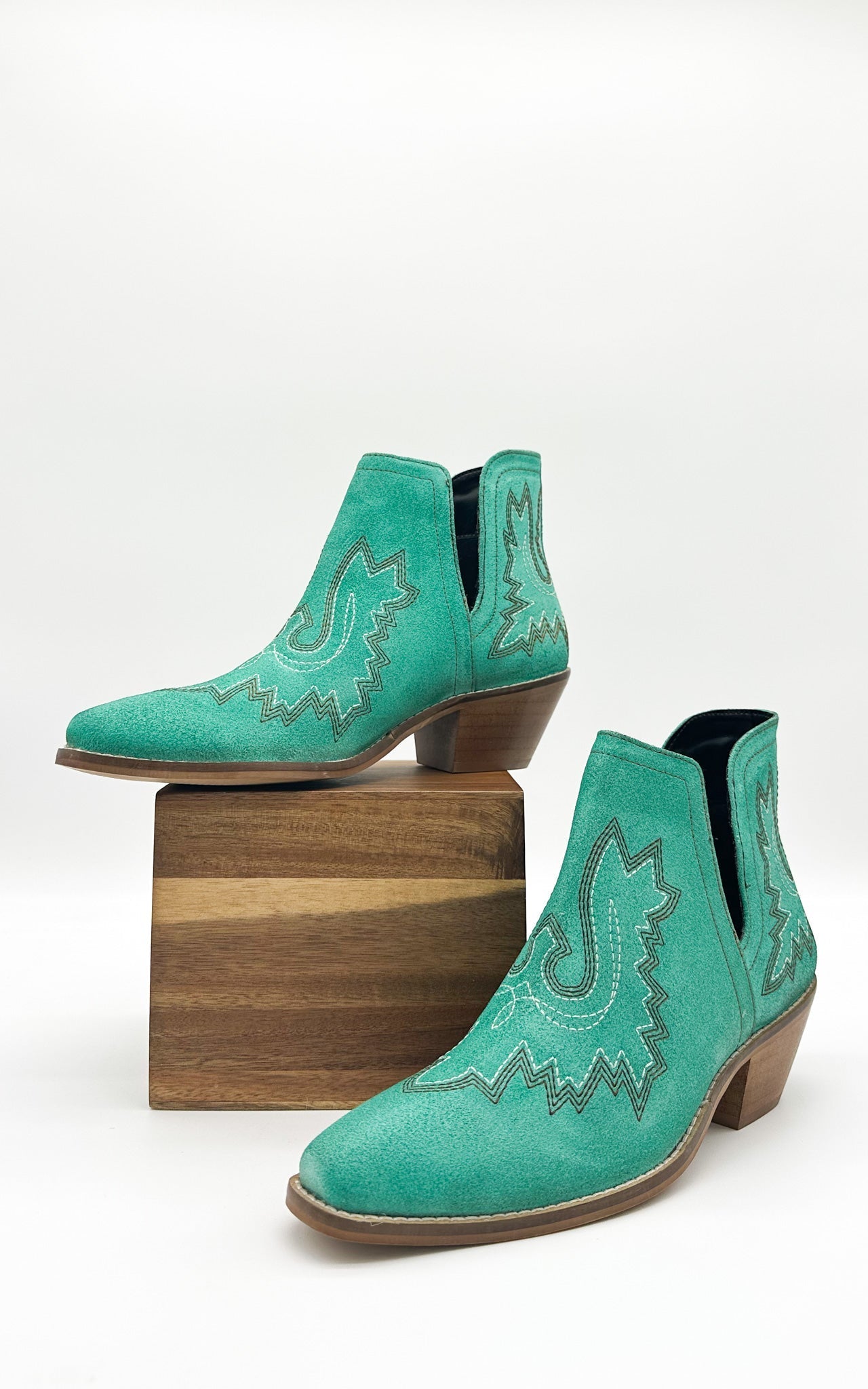 Kickin' Booties in Turquoise Suede - Charming Charlie