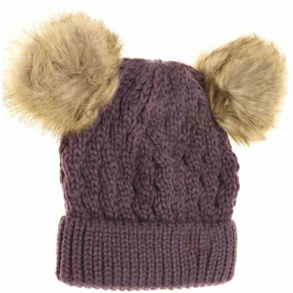 Violet Kids Cable Knit Double Matching Pom Beanie offers cozy warmth and stylish design for young wearers. Crafted with a double-layer knit, it provides extra insulation against cold weather. The matching pom-poms add a playful touch, making it both functional and fashionable for everyday winter wear. Ideal for keeping children comfortable during outdoor activities in chilly conditions.