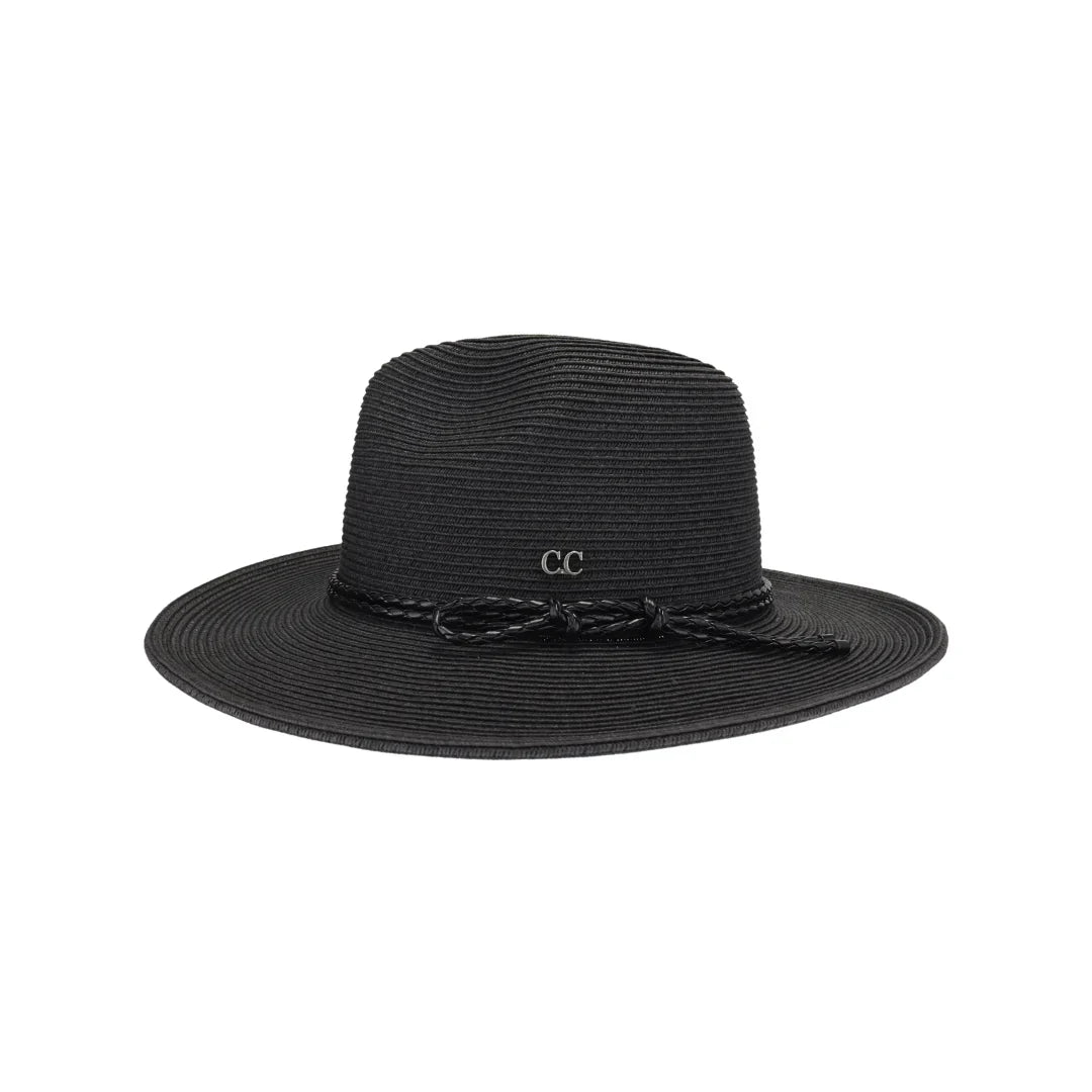 Black Leather Rope Band C.C Panama Hat features a finely woven straw construction that offers lightweight breathability and classic sun protection. Accented with a genuine leather rope band, this hat delivers a sophisticated, timeless look suitable for both casual and formal outdoor occasions. Its expert craftsmanship ensures durability and comfort, making it an essential accessory for those who appreciate quality and style.