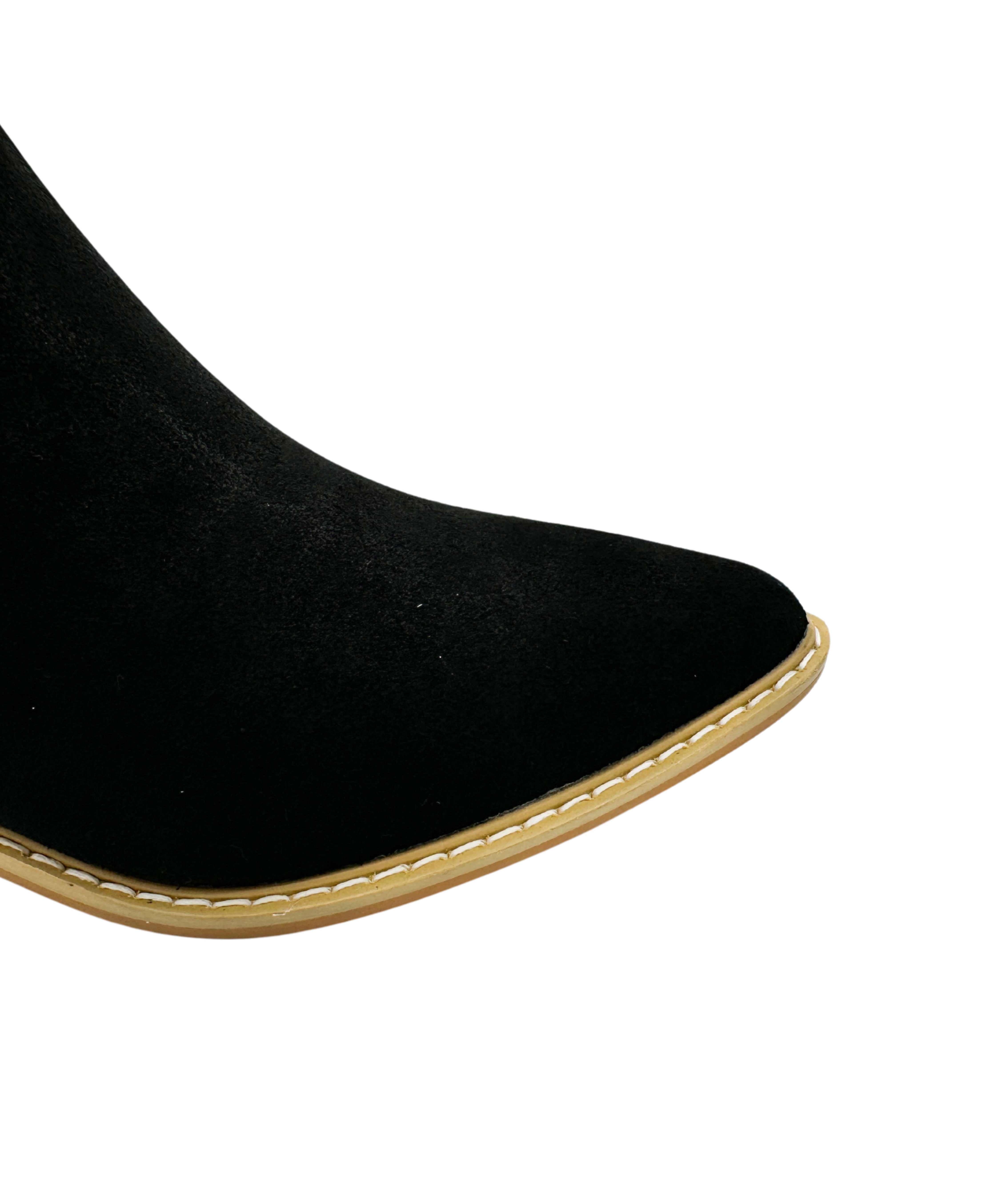 Leonor Suede Ankle Boot in Black - Charming Charlie