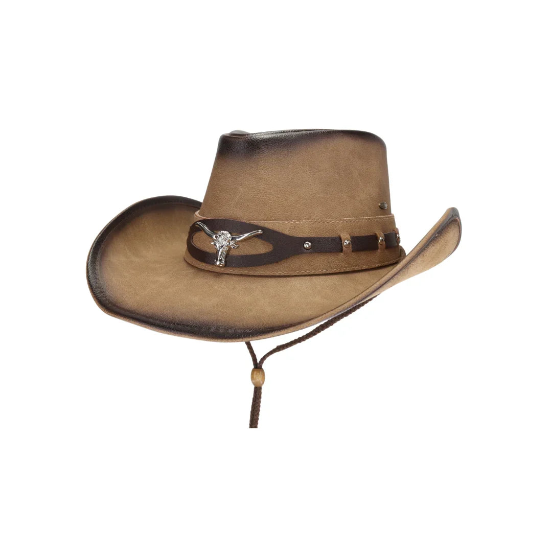 Brown Longhorn C.C Cowboy Hat combines classic Western style with expert craftsmanship. Designed for durability and comfort, this hat features a sturdy brim and a structured crown that maintains its shape through rugged use. Ideal for ranch work or outdoor events, it offers reliable sun protection while enhancing your authentic cowboy look. Crafted with attention to detail, the Longhorn C.C Cowboy Hat is a dependable choice for those who value tradition and quality in their headwear.